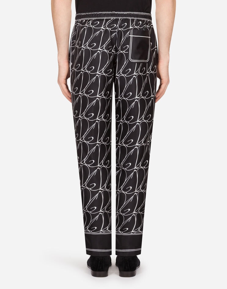 Silk pajama pants with all-over DG print - 2