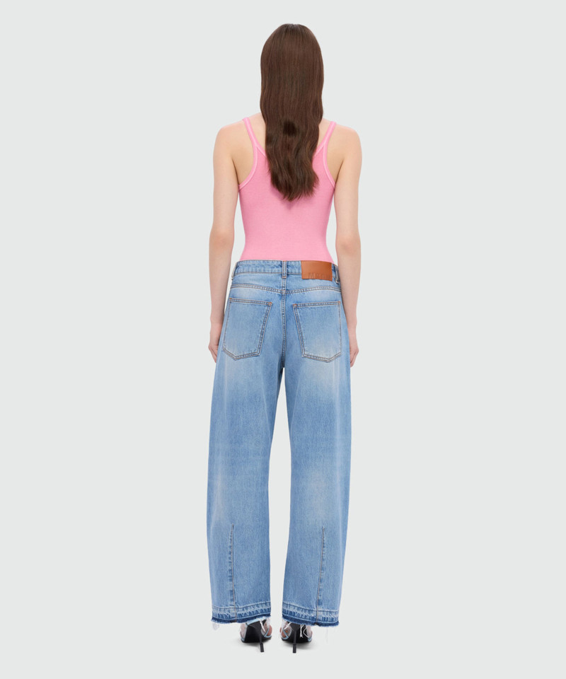 Light stone-washed five-pocket denim trousers with balloon leg 3