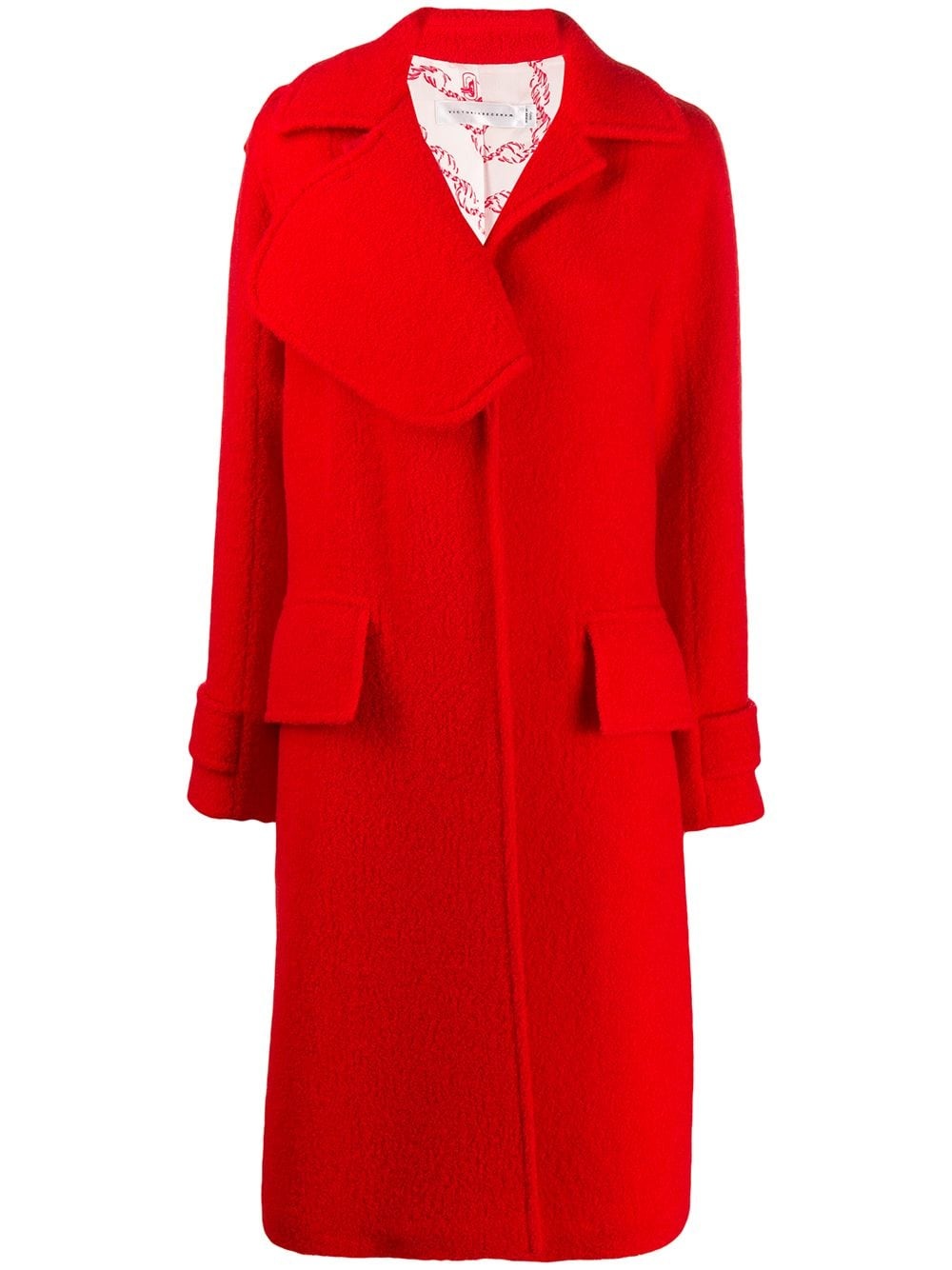 textured asymmetric lapel coat - 1