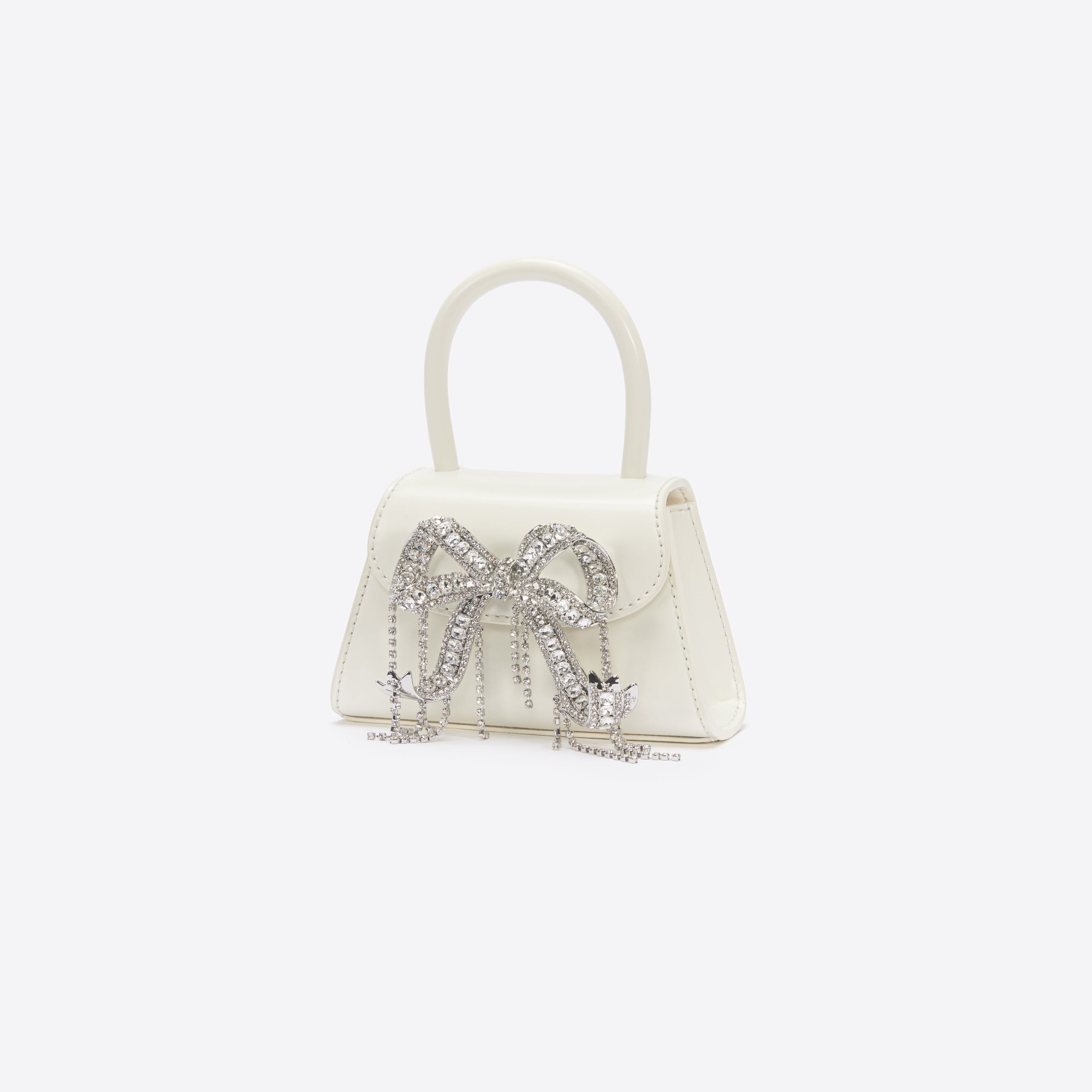 Cream Leather Micro Bow Bag - 3