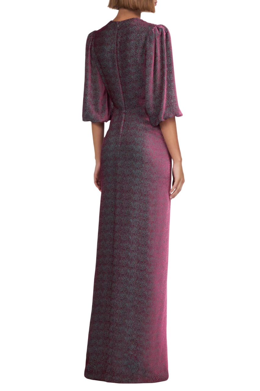 KALLISTA SILK VELVET DEVORÈ GOWN - 3