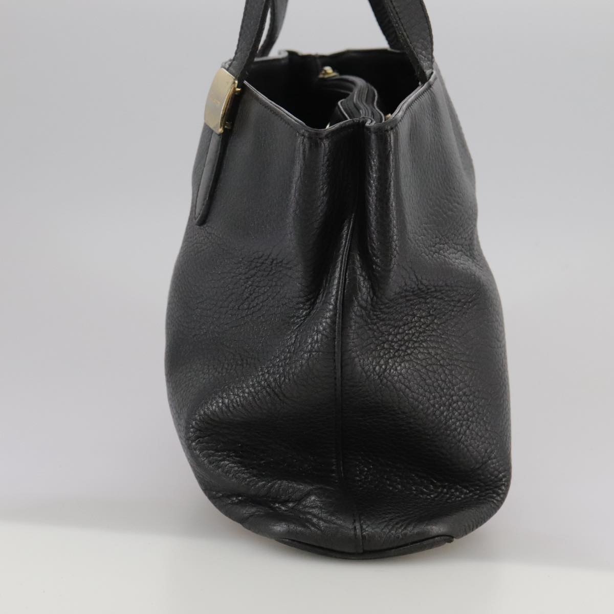 Burberry Hand Bag Leather Black Gold - 4
