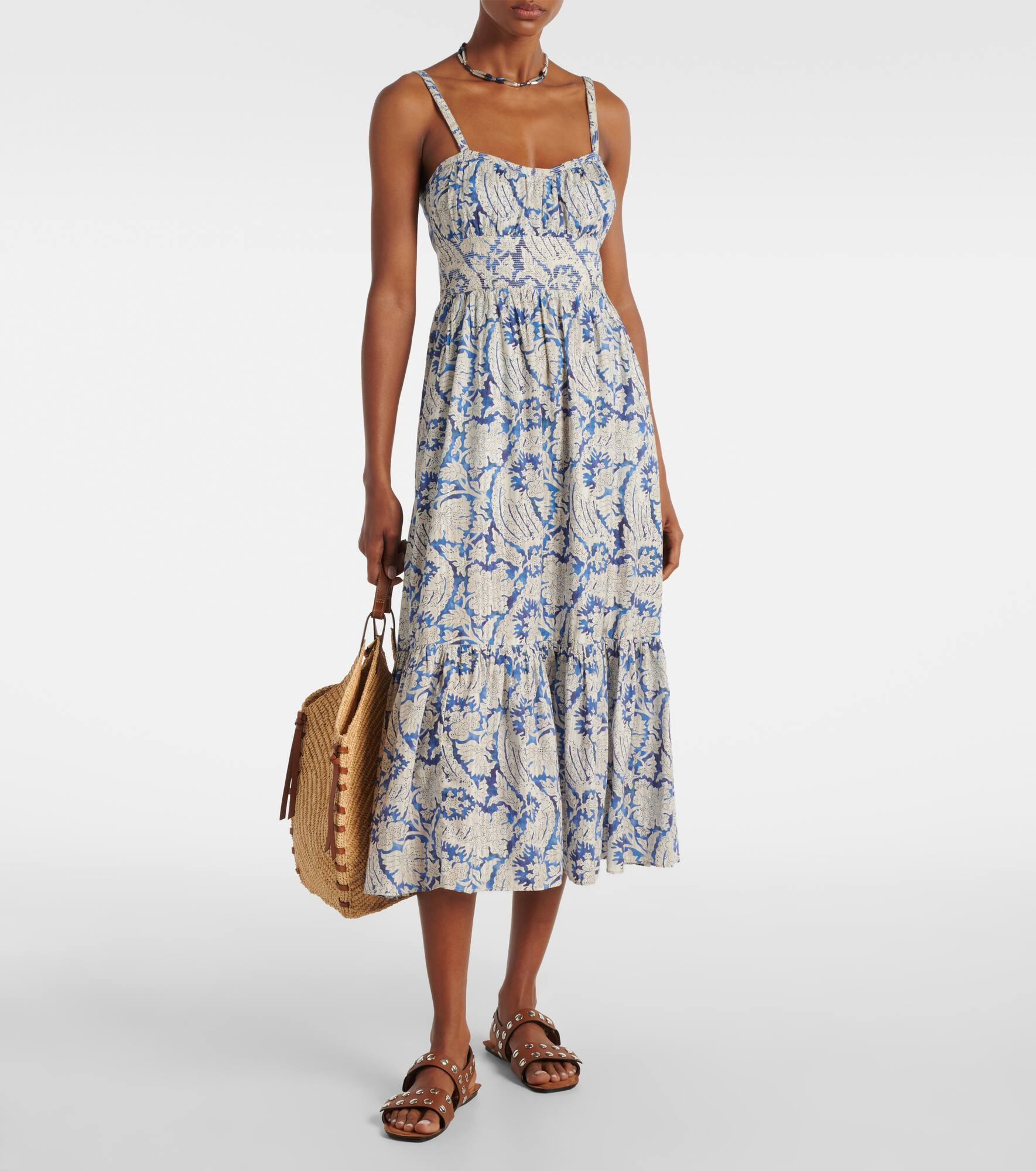 Nadine floral cotton-blend midi dress - 2