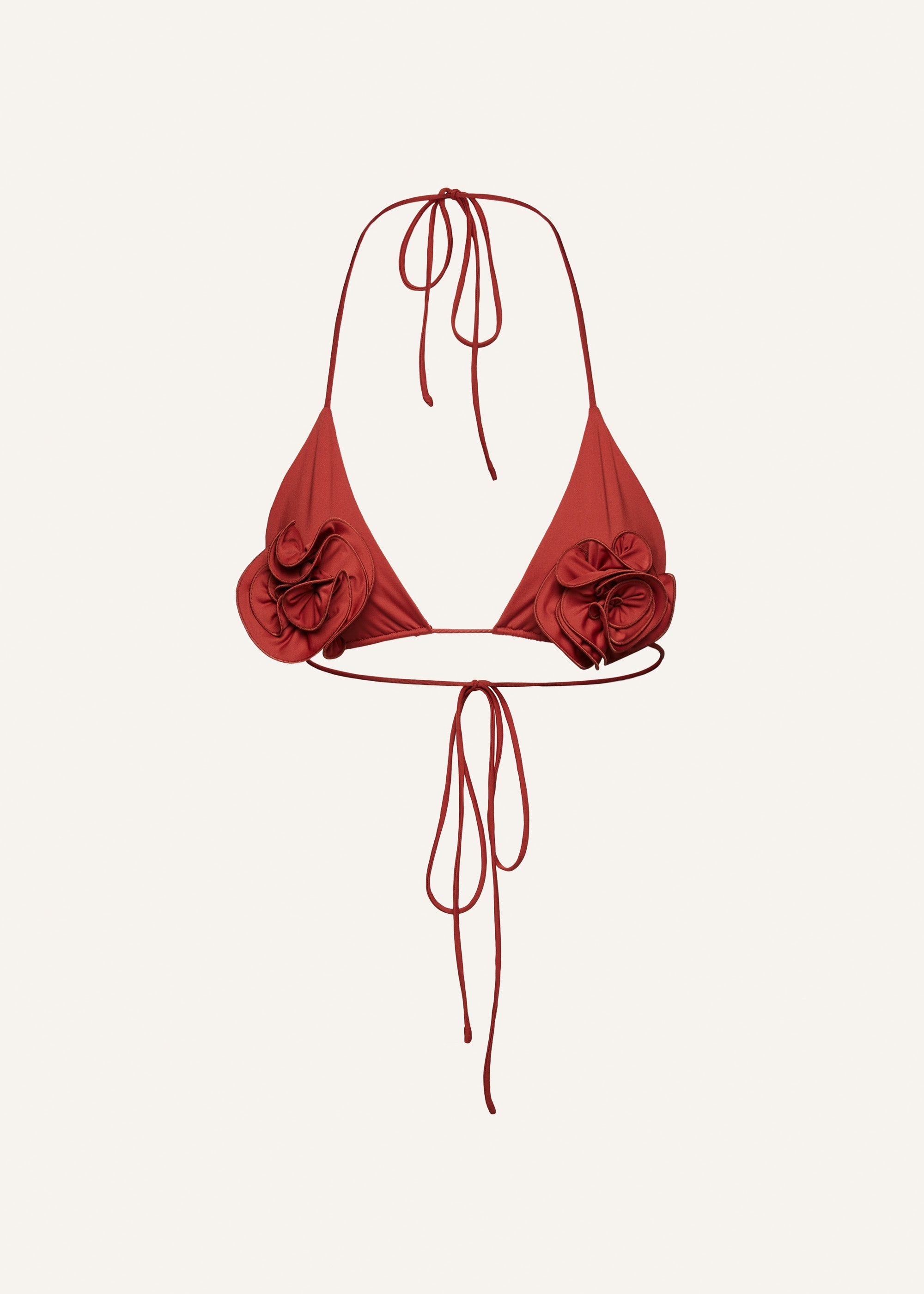 Floral strappy triangle bikini top in rust - 1