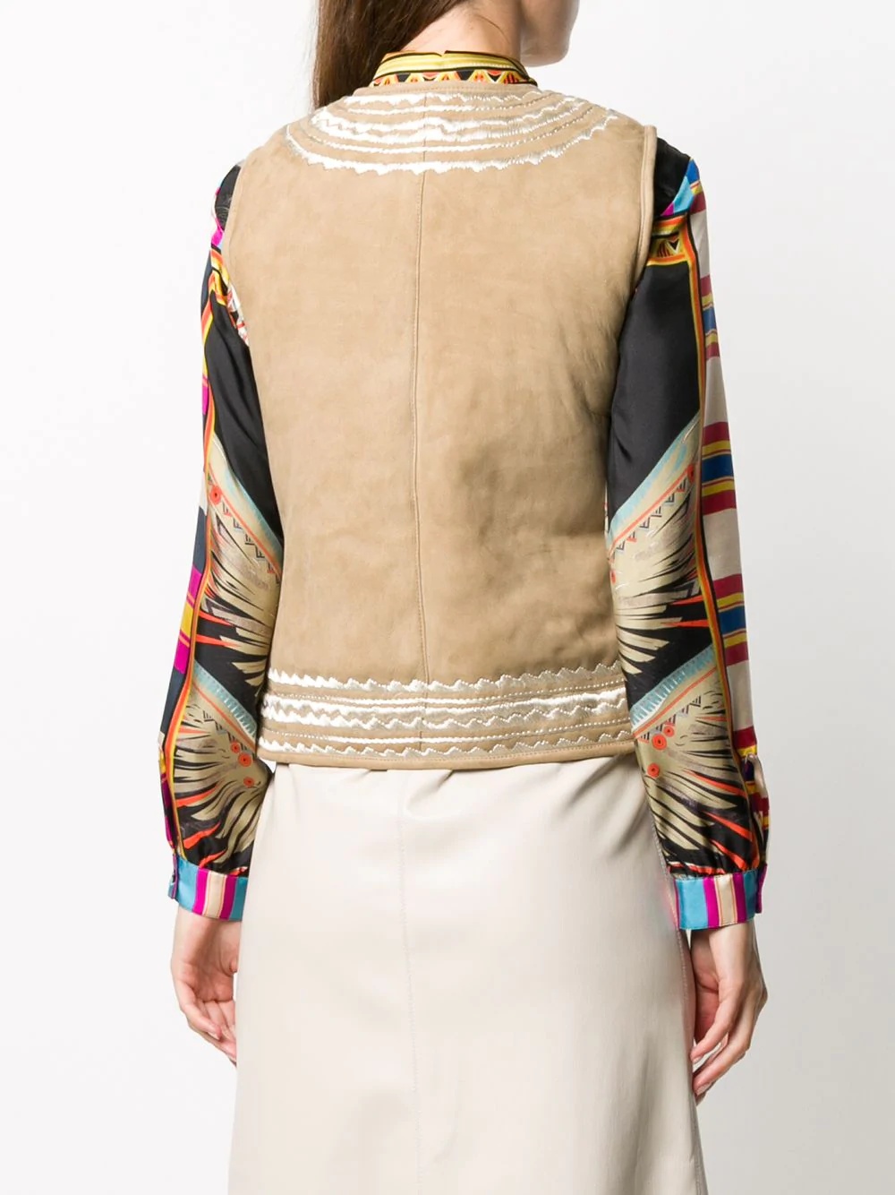 embroidered shearling vest - 4