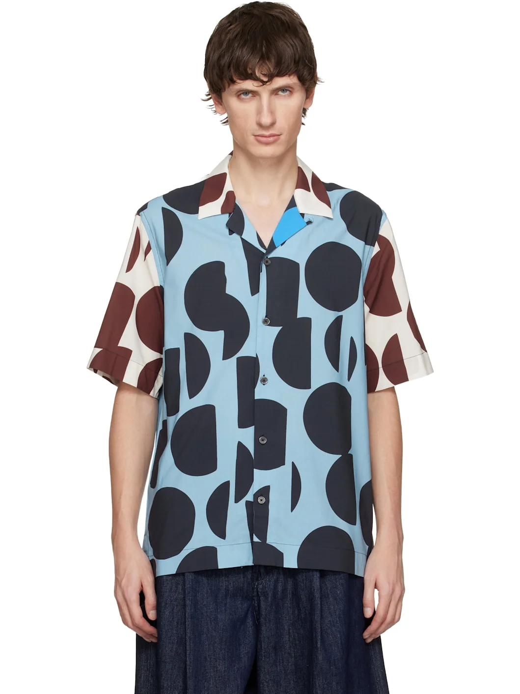 Blue 'Cut-Up Dots' Print Short-Sleeve Shirt - 1
