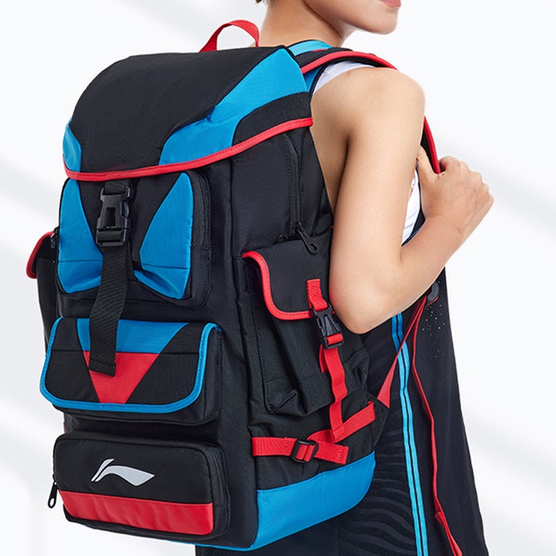 Li-Ning Basketball Outdoor Backpack Large 'Black Blue Red' ABSS315-1 - 8