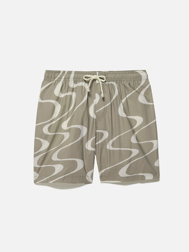 Abstract Wave Graphic Short in Sand Beige Print 1