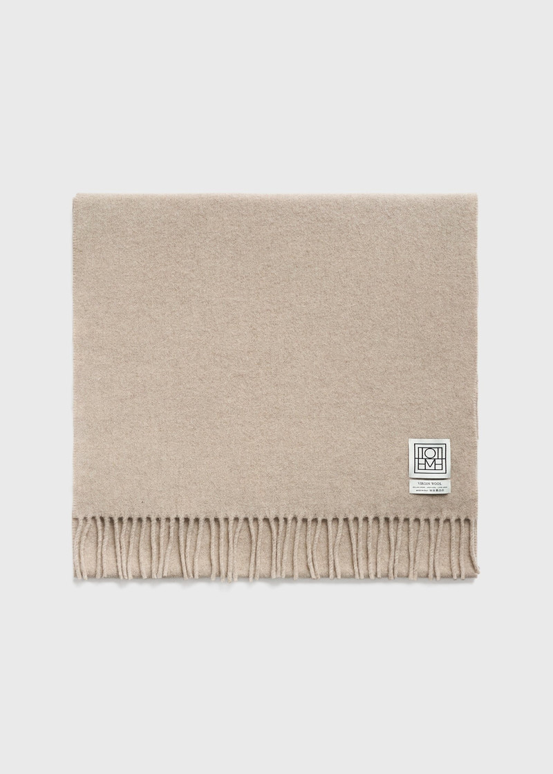 Classic wool scarf light beige mélange 4