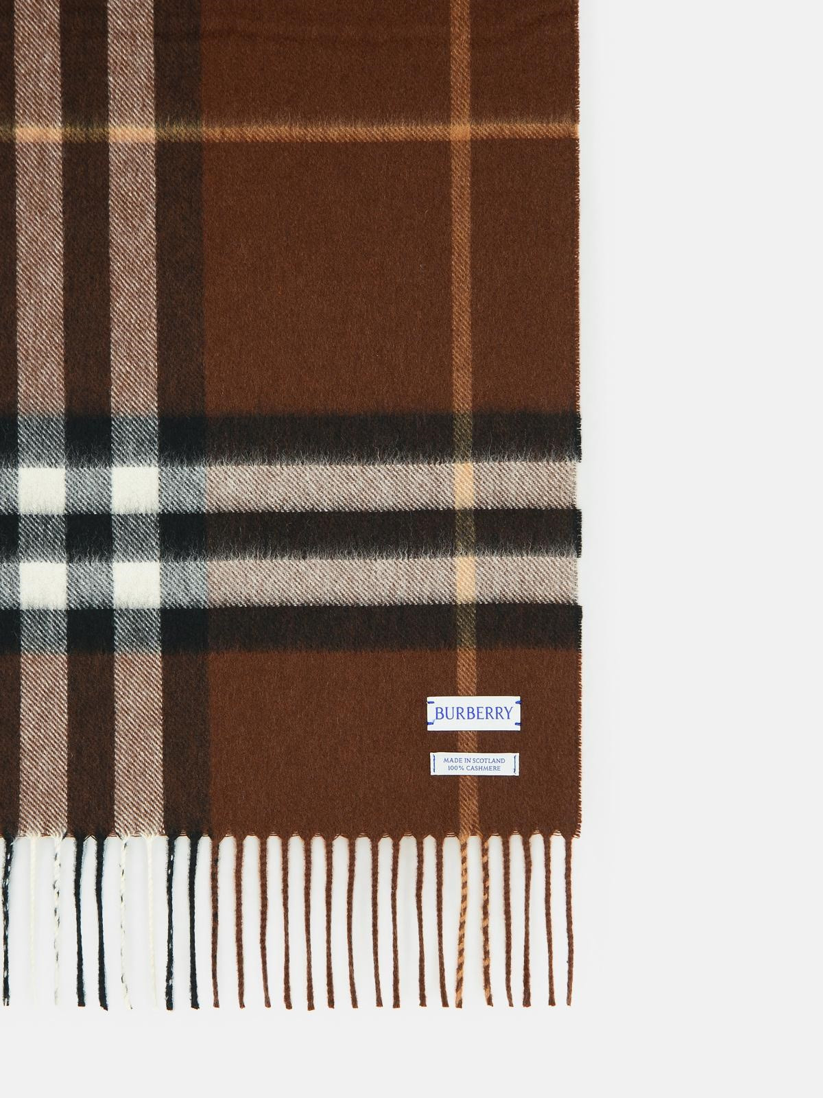 'MU GIANT CHECK' BROWN CASHMERE SCARF - 3
