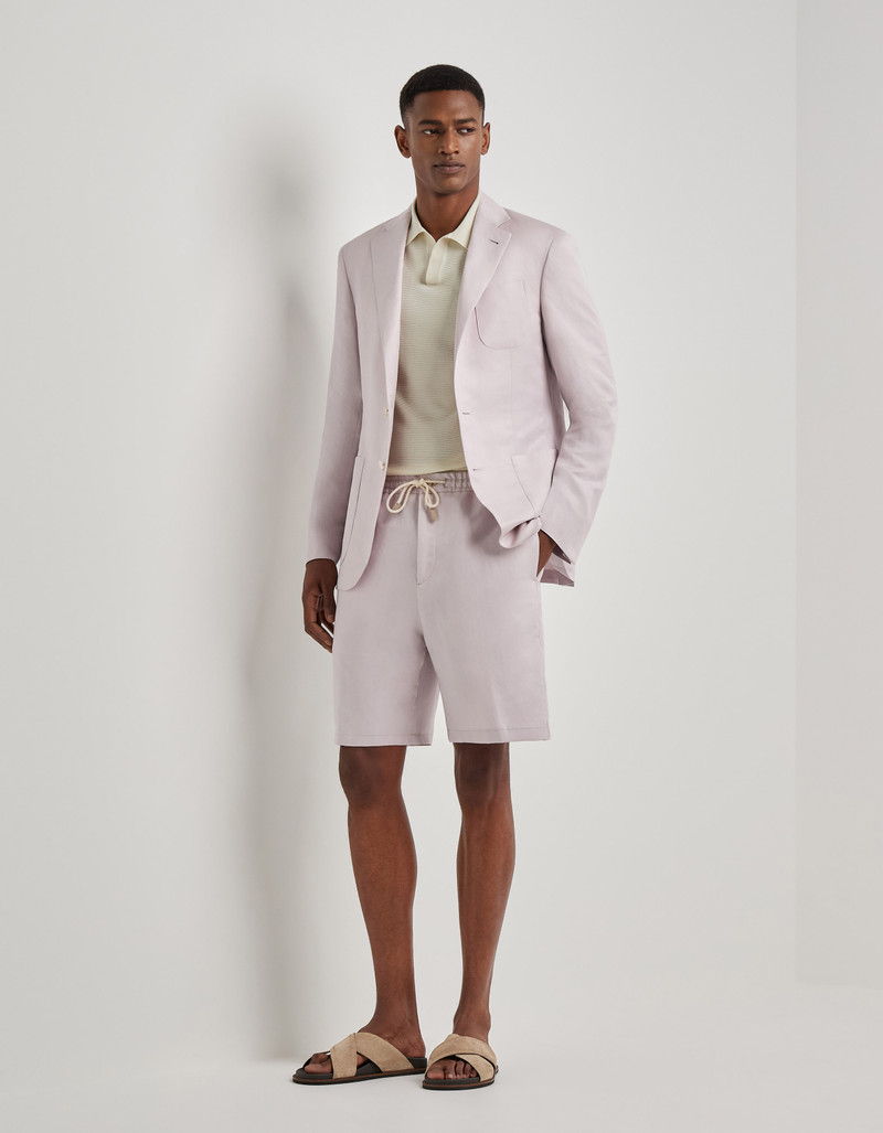 Canali PINK LINEN AND SILK BERMUDA SHORTS WITH DRAWSTRING outlook