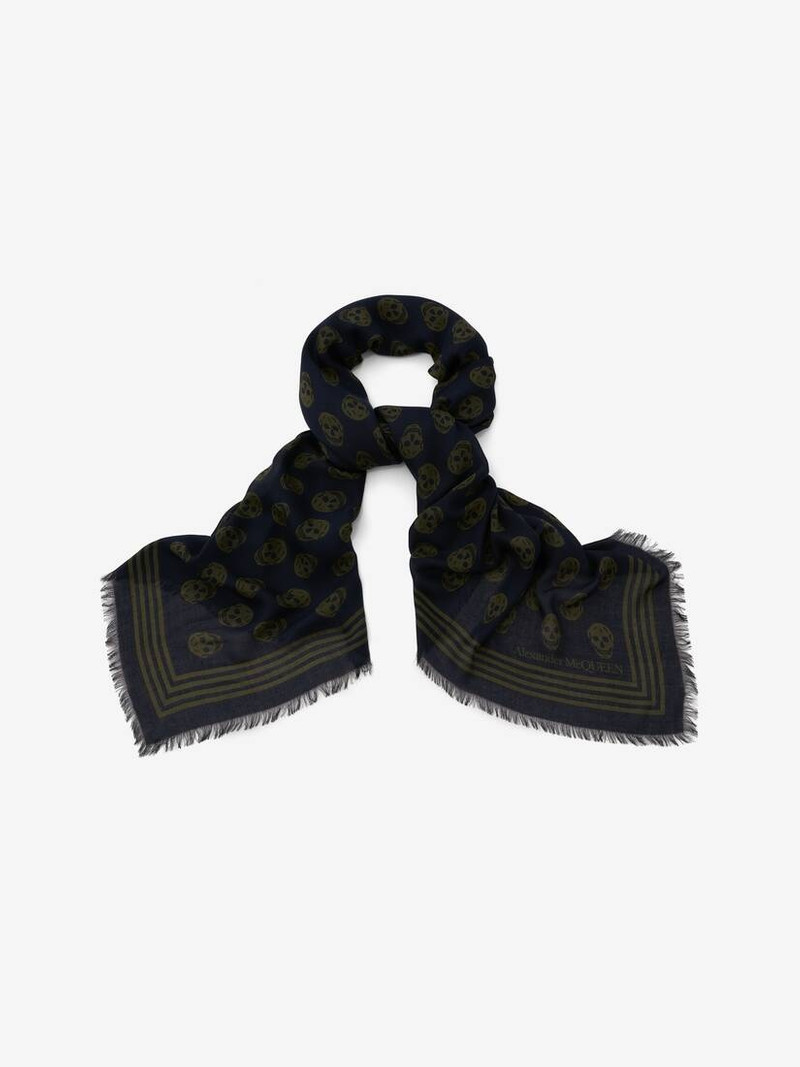 Alexander McQueen Biker Skull Scarf in Navy outlook