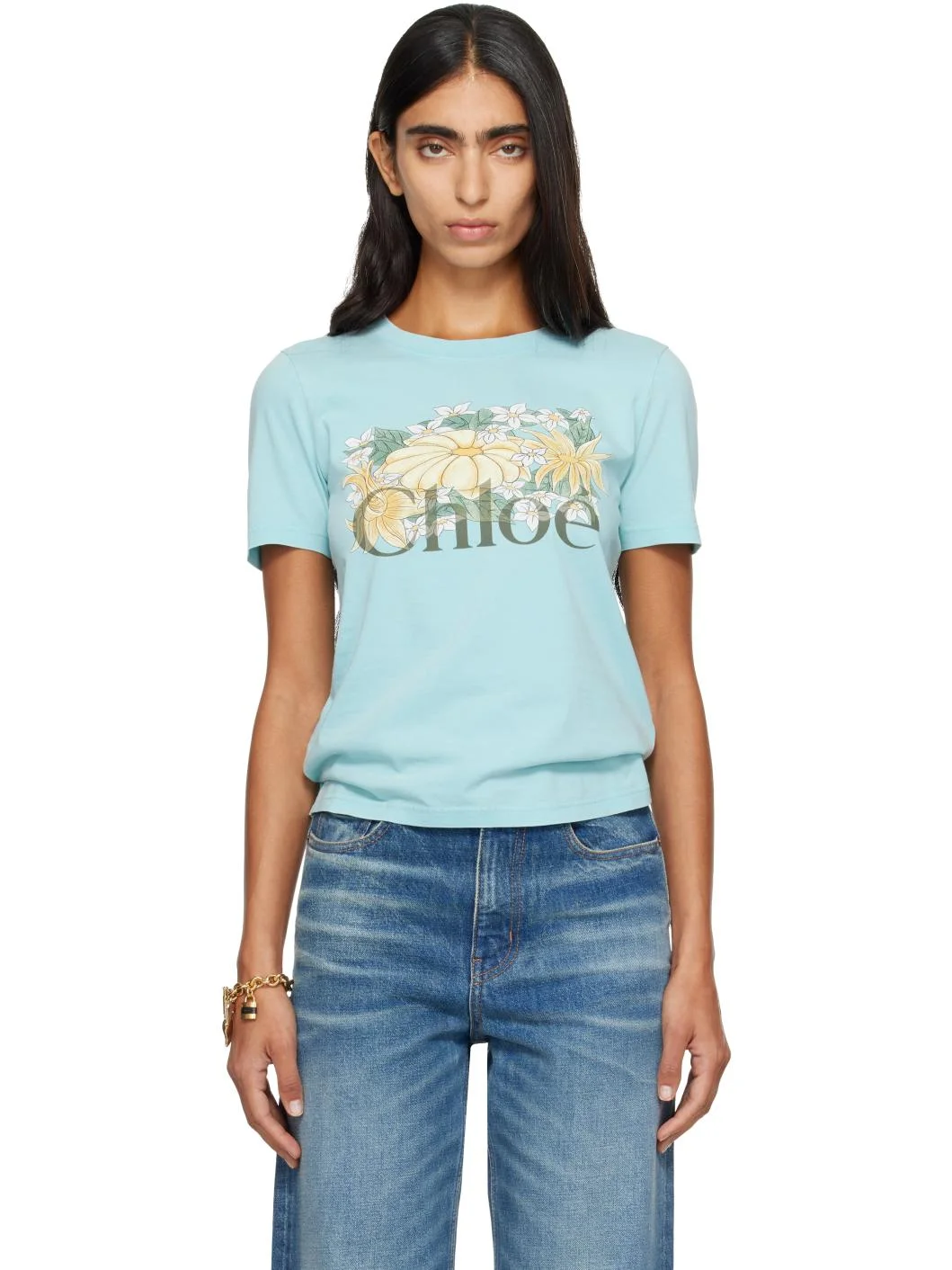 Blue Cotton Jersey Baby Fit Logo T-shirt - 1