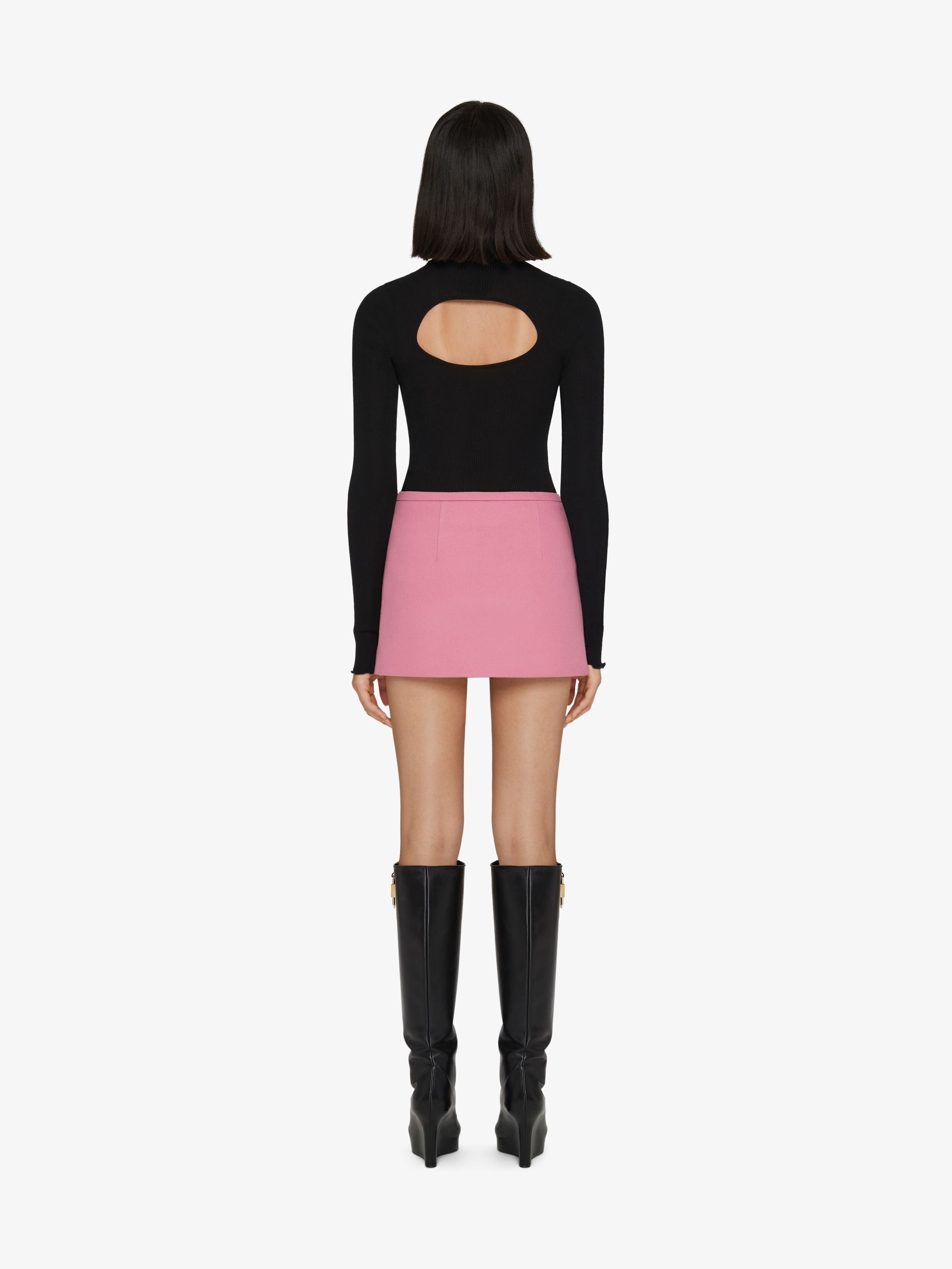 MINI WRAP SKIRT IN WOOL WITH U-LOCK CLOSING - 4