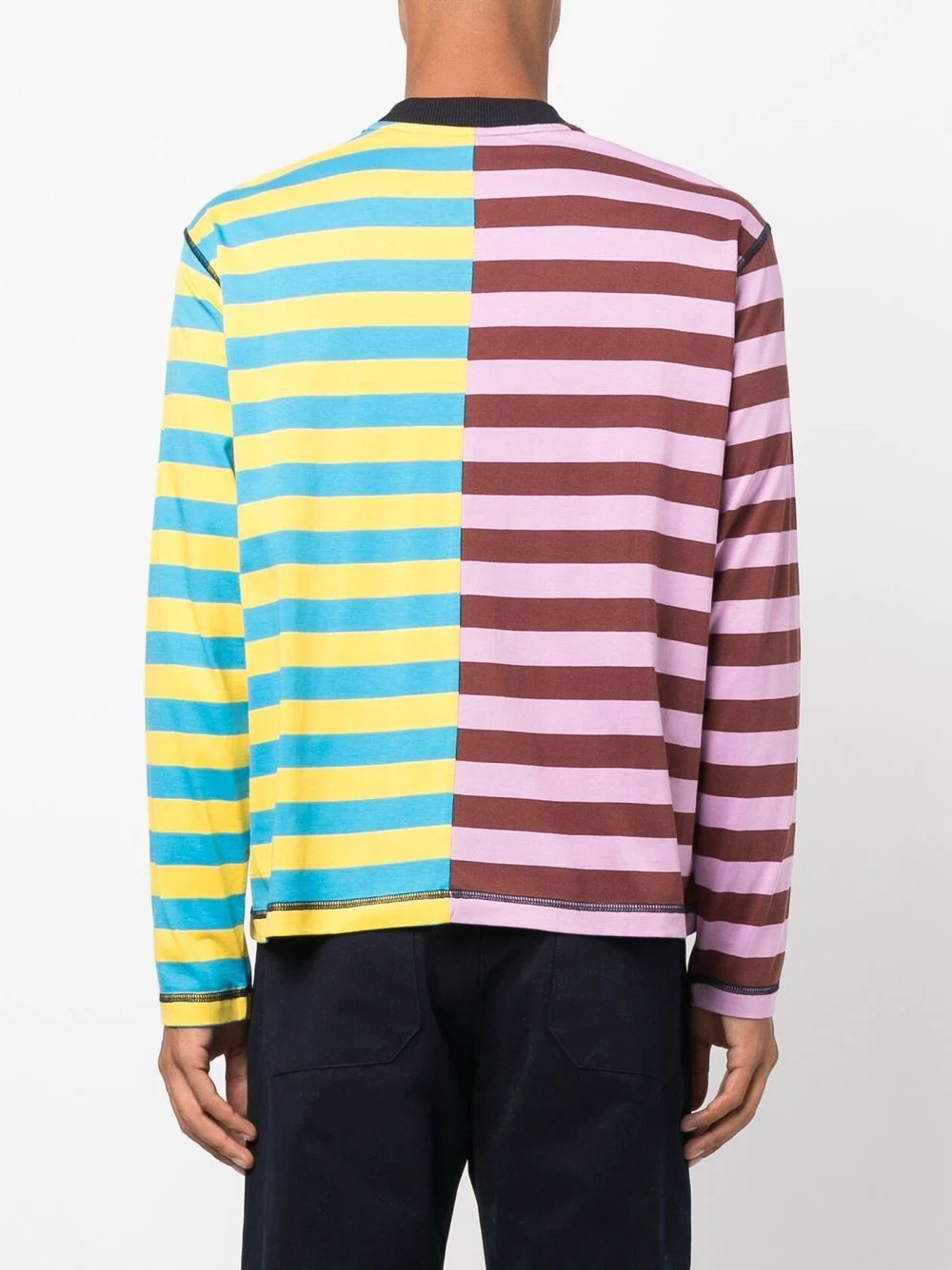 colour-block striped long-sleeve T-Shirt - 4