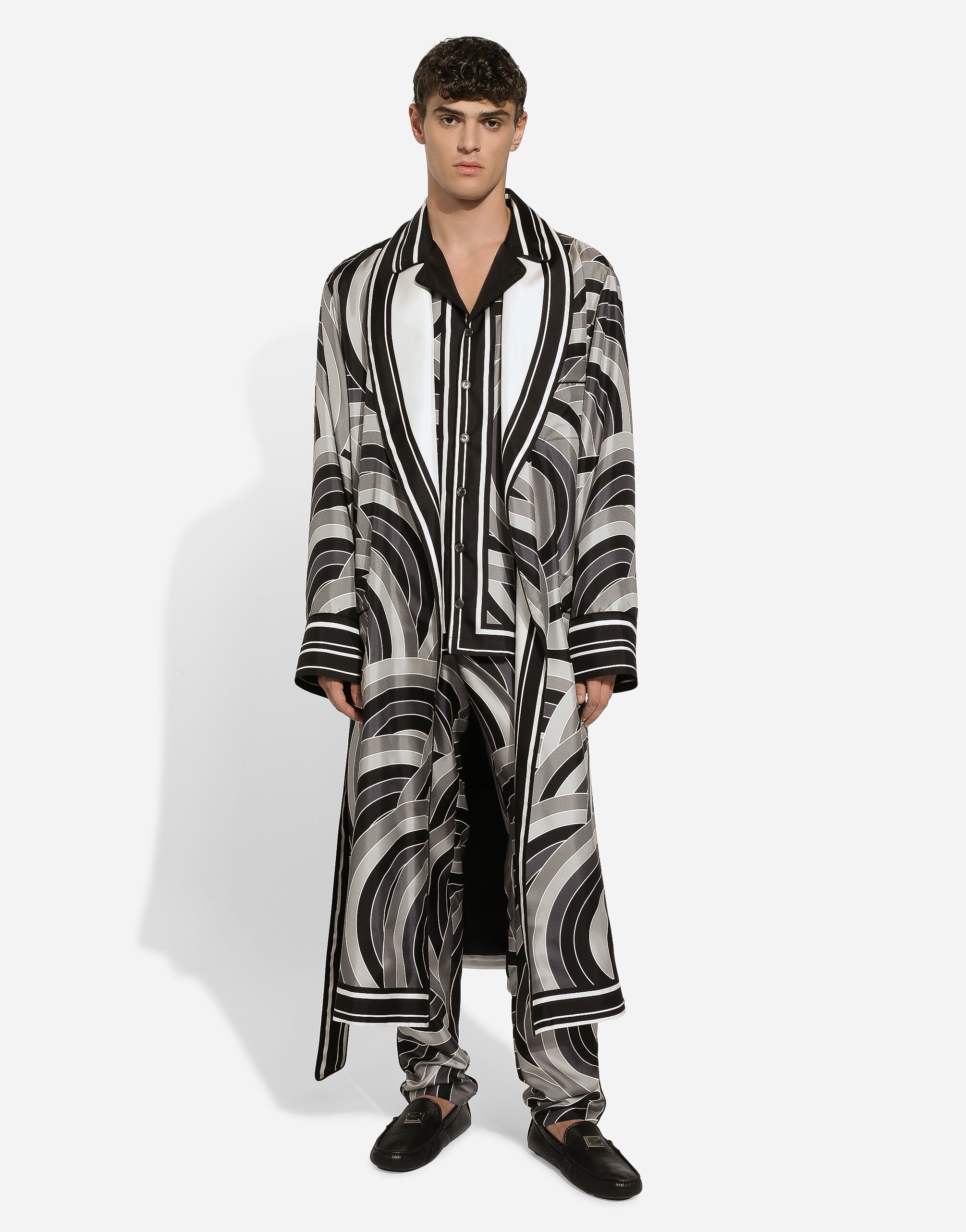 Printed silk twill robe - 5
