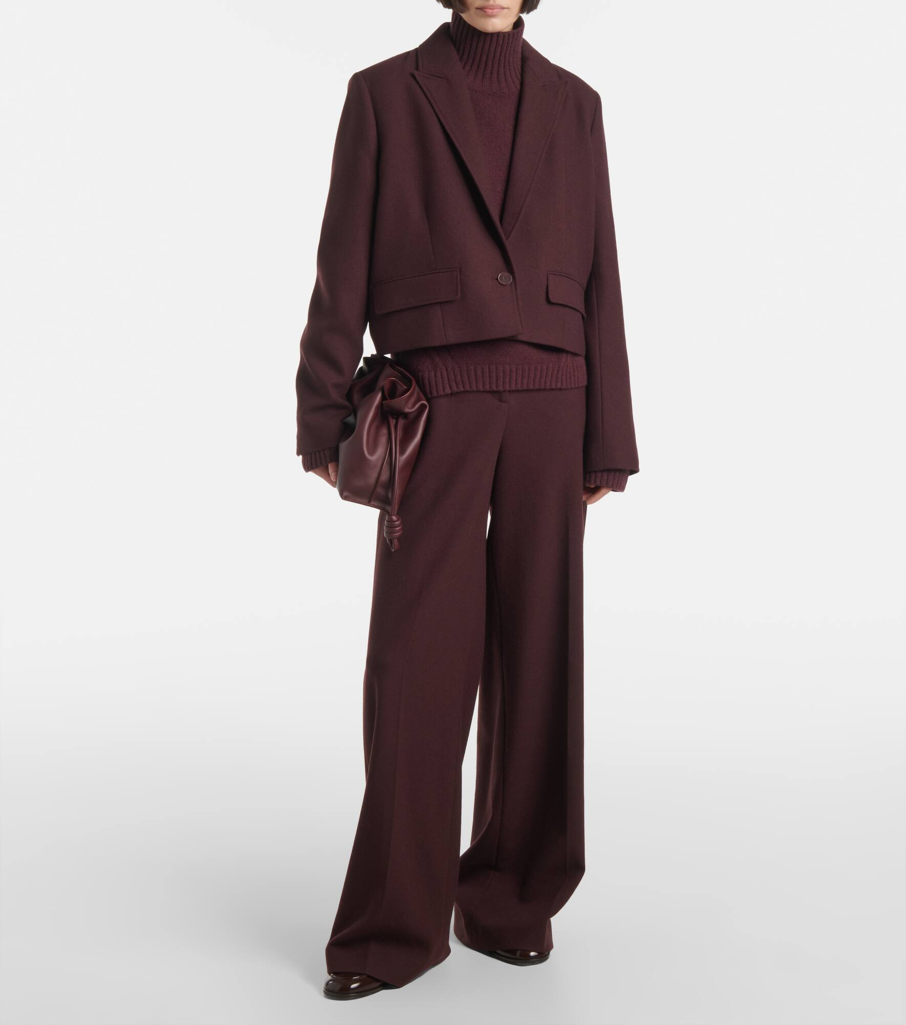 Cropped single-breasted wool jacket - 2