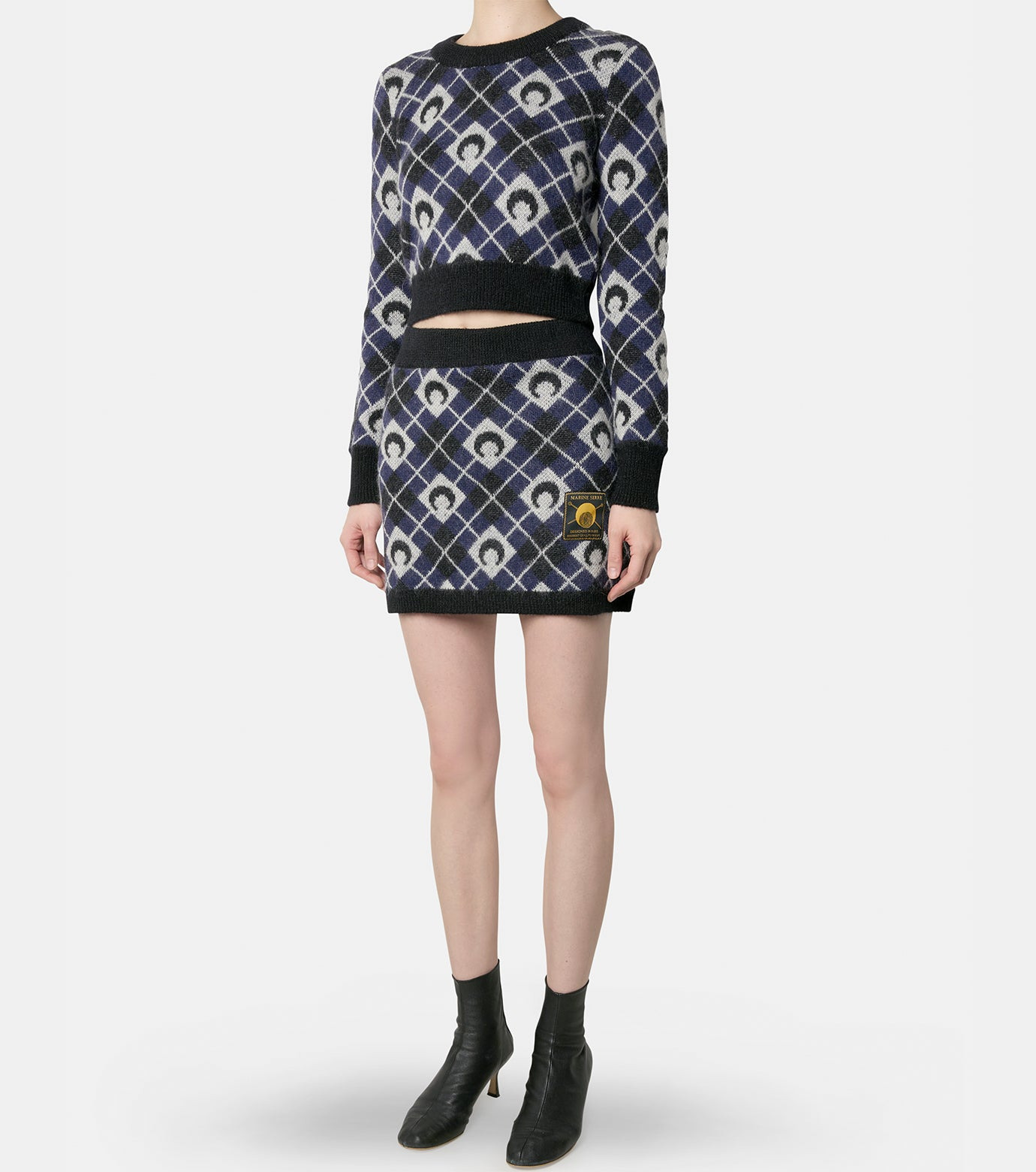 Moon Argyle Knit Cropped - 4