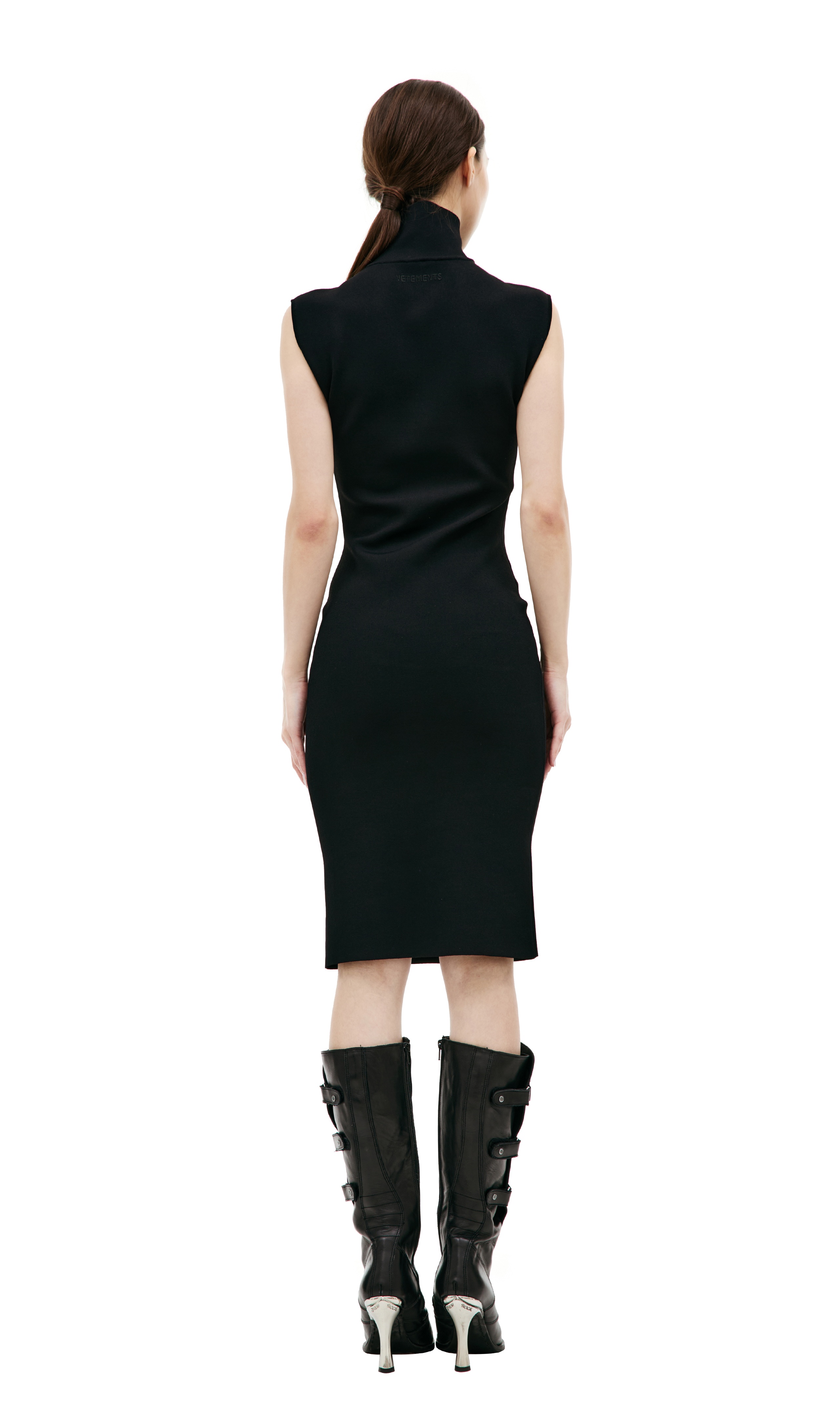 MIDI DRESS WITH HIGH COLLAR - 3