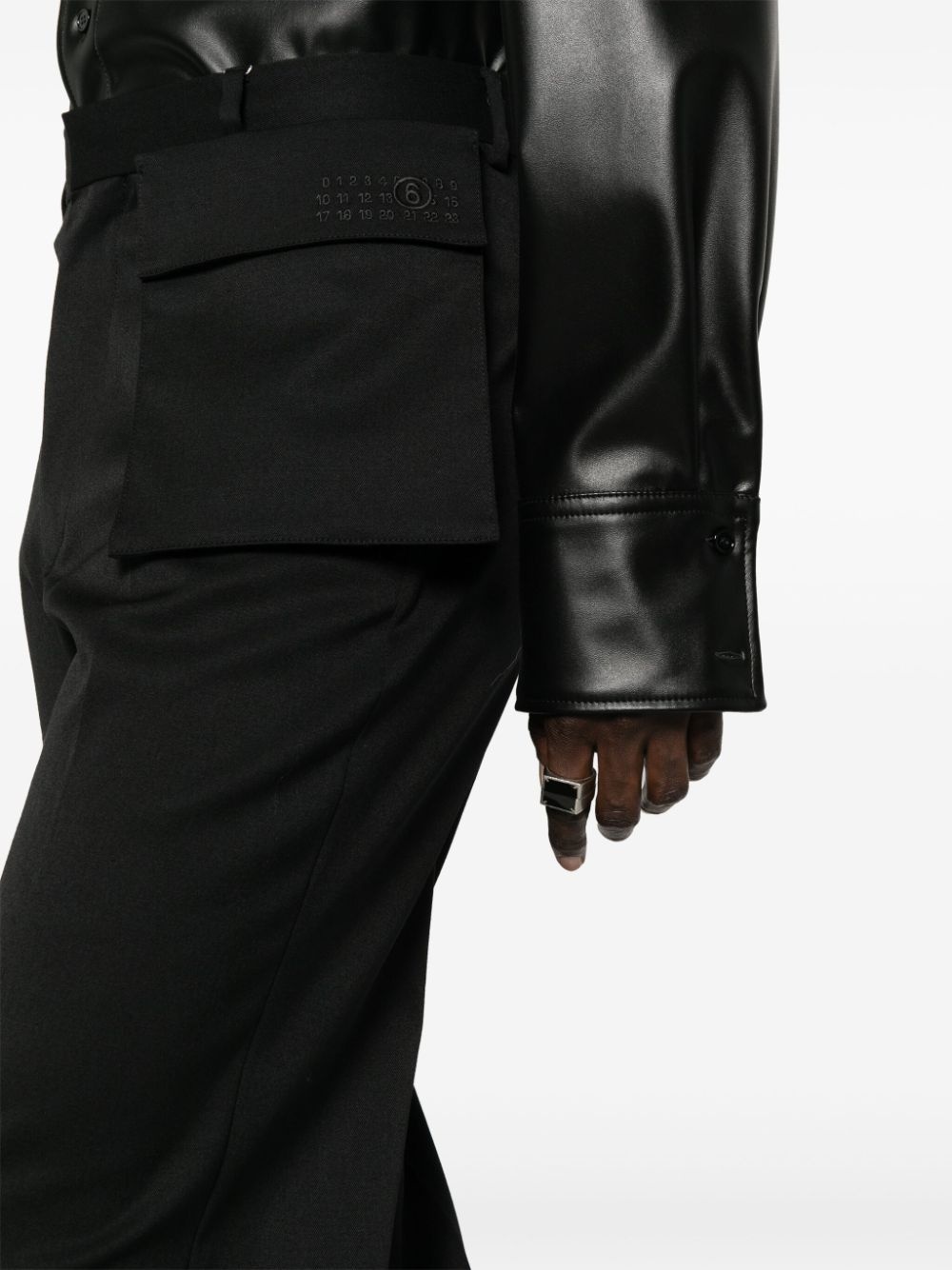 logo-embroidered straight-leg tailored trousers - 5
