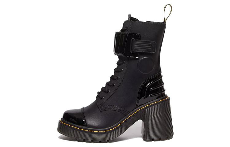 (WMNS) Dr. Martens Gaya 10-Eye Alternative Leather Heeled Boots 'Black' 31006001 - 2