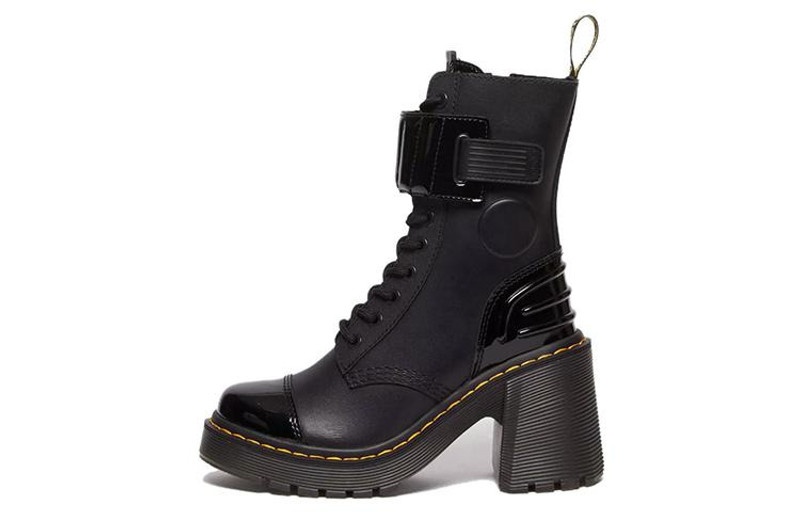 Dr. Martens (WMNS) Dr. Martens Gaya 10-Eye Alternative Leather Heeled Boots 'Black' 31006001 outlook