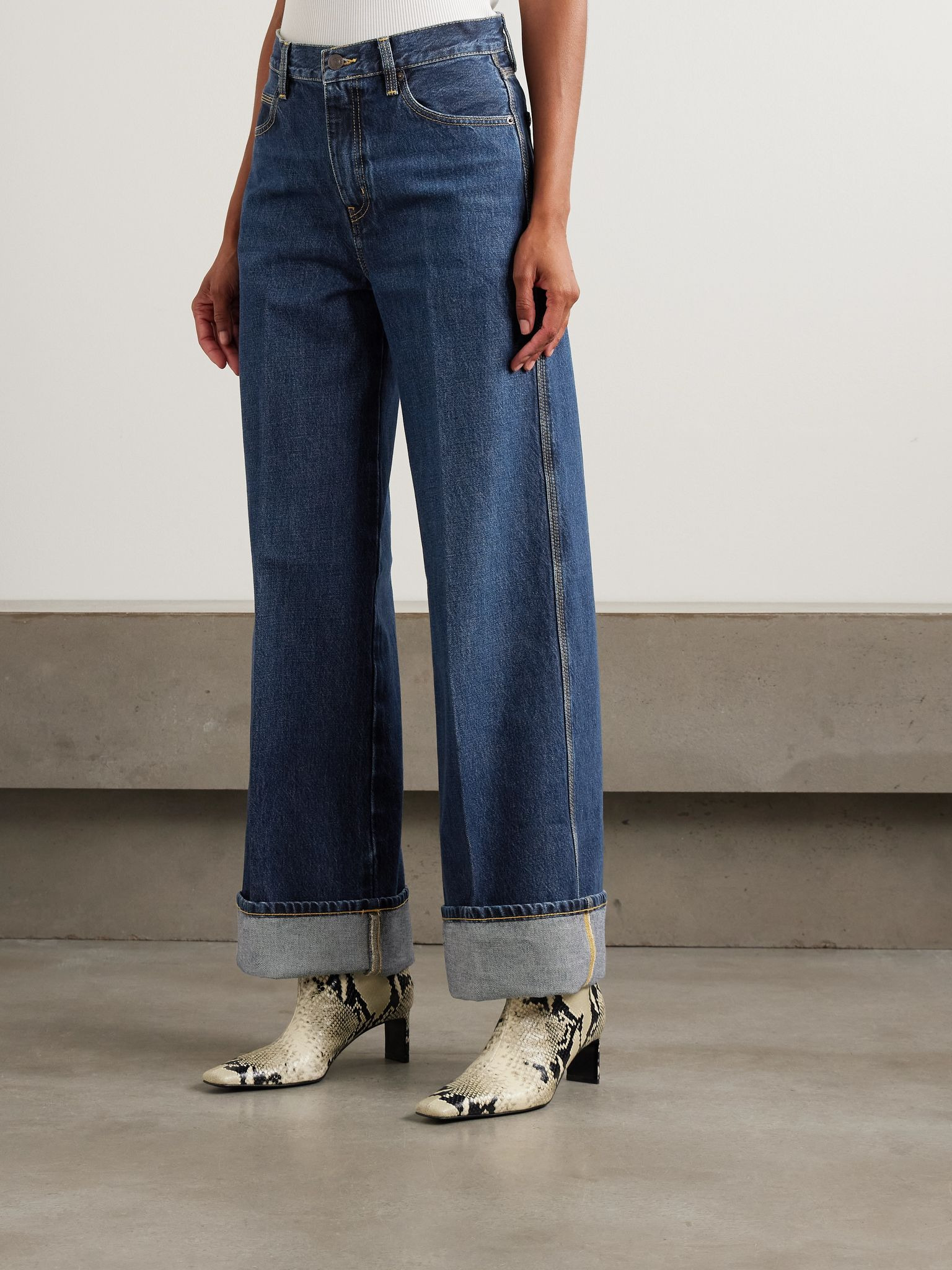 The Cuffed Wide mid-rise wide-leg jeans Dark denim - 3