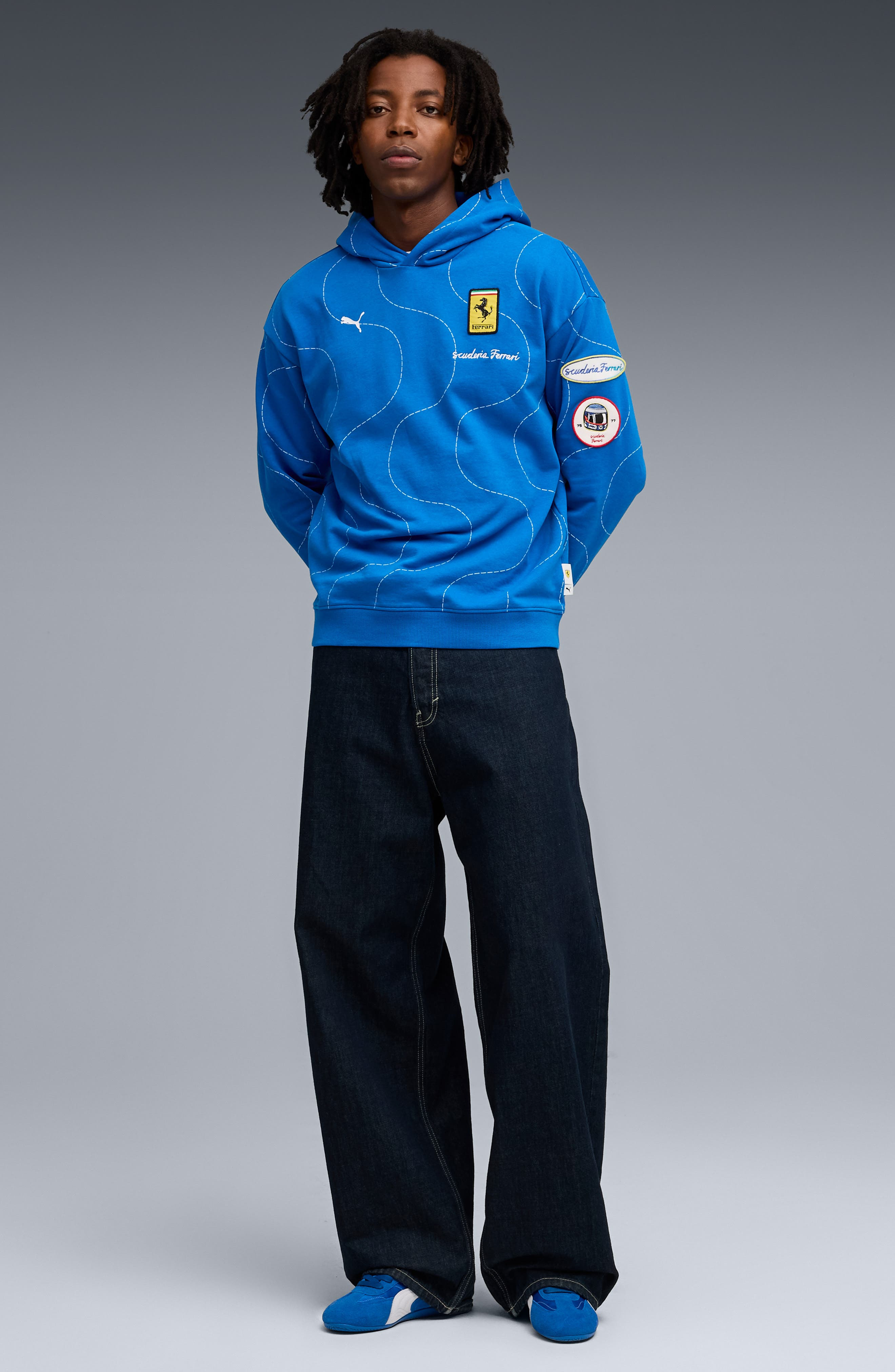 PUMA x Scuderia Ferrari Monza Cotton Hoodie in Puma Navy at Nordstrom - 7