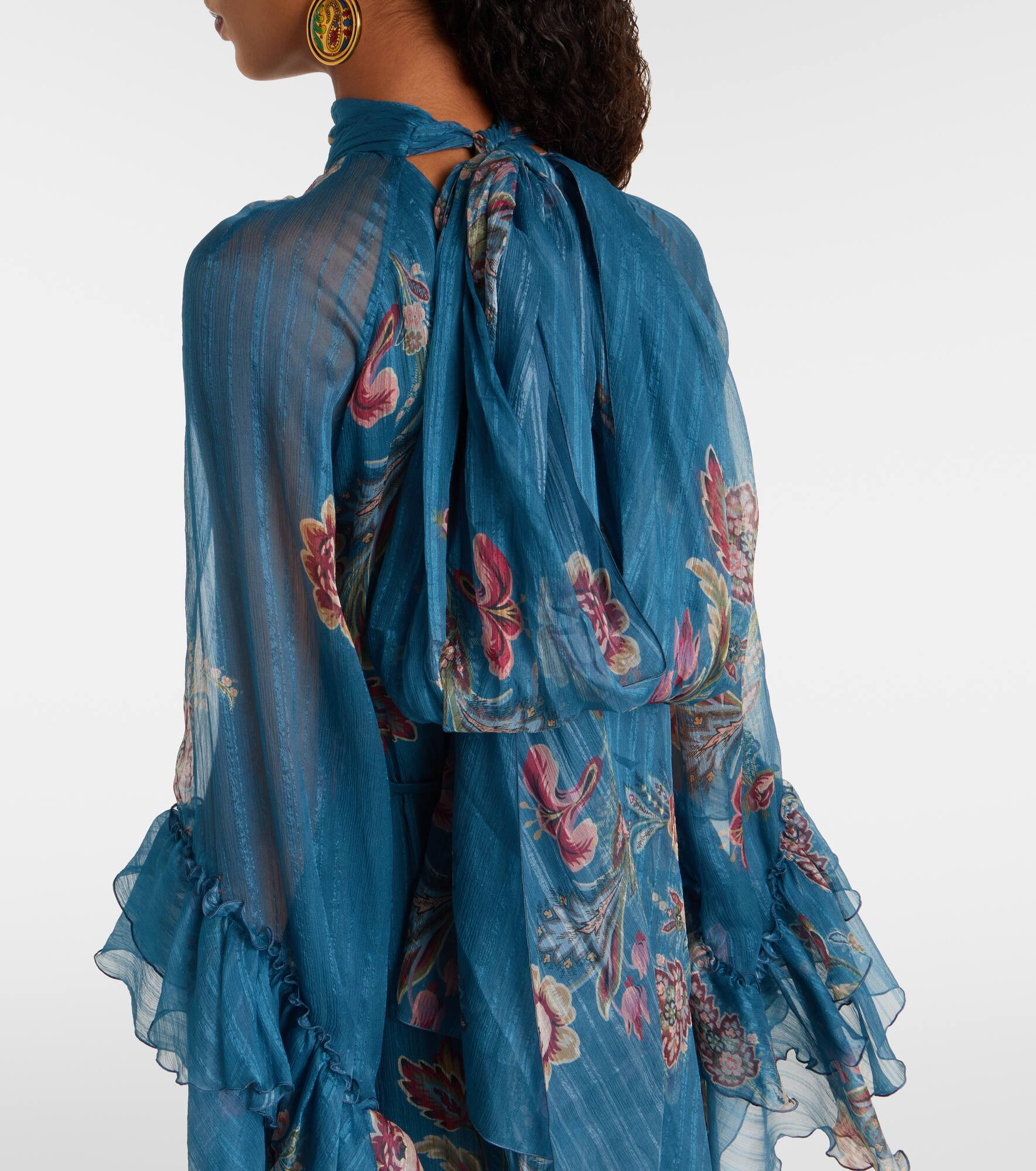 Paisley silk chiffon gown - 7