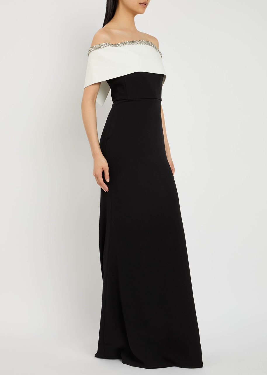 Roland Mouret Monochrome Embellished Crepe Gown - 2