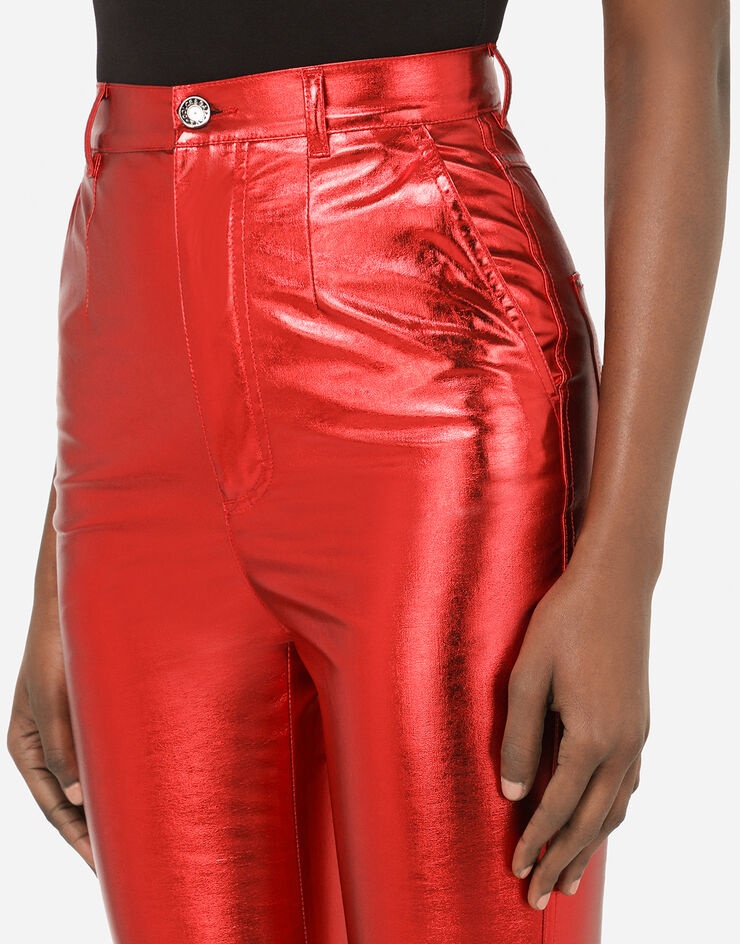 Foiled fabric pants with draping - 4