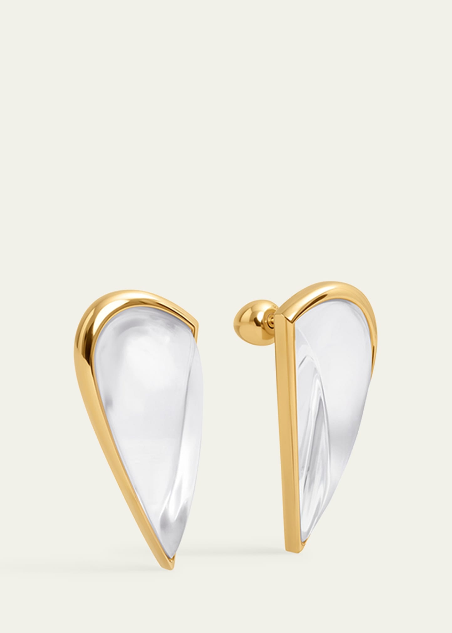 Half Heart-Shaped Crystal Earrings - 2