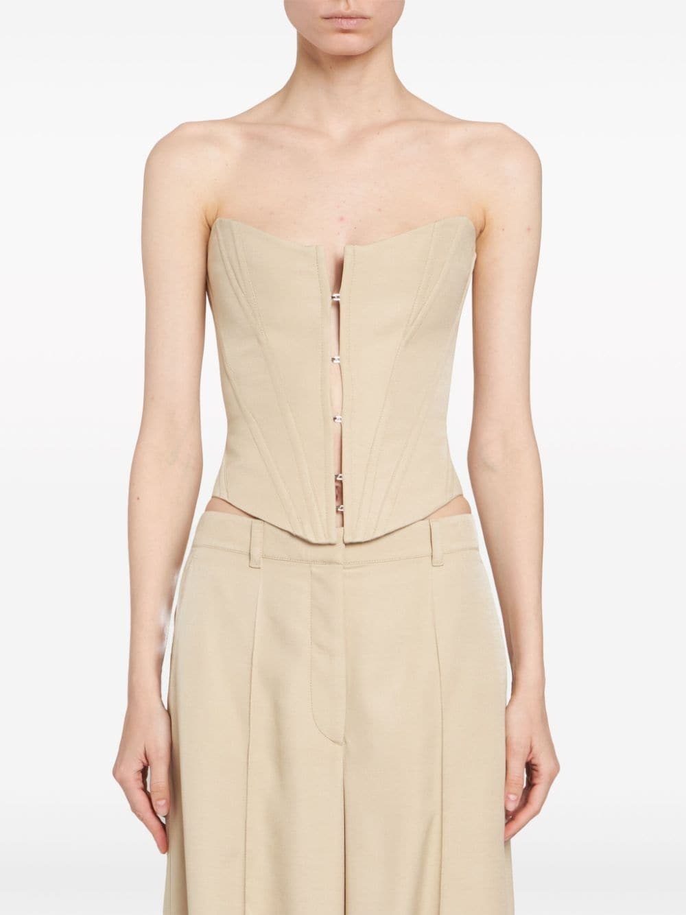 panelled corset-style strapless top - 2