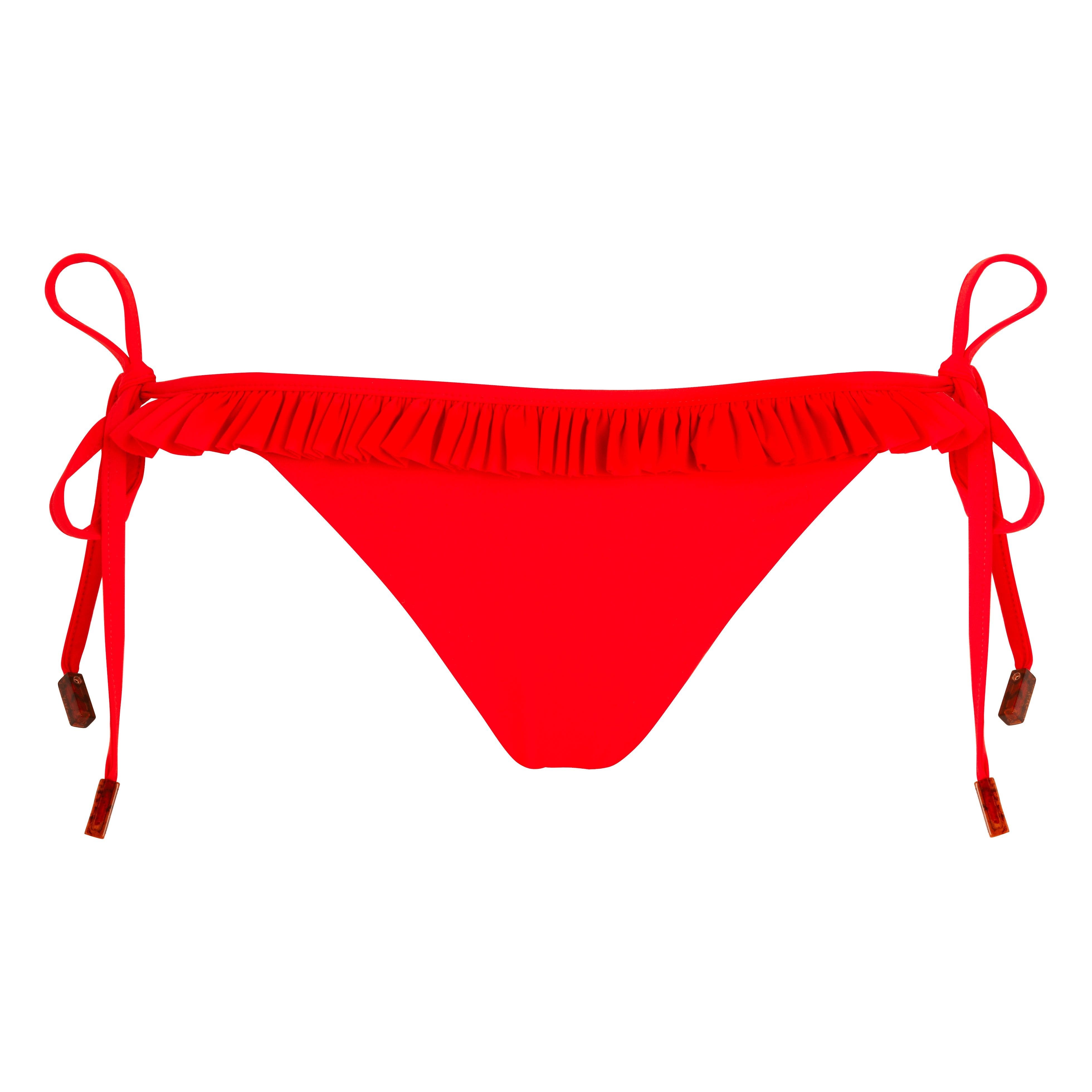 Vilebrequin Women's Solid Side Tie Bikini Bottom With Ruffle in Coquelicot at Nordstrom - 3