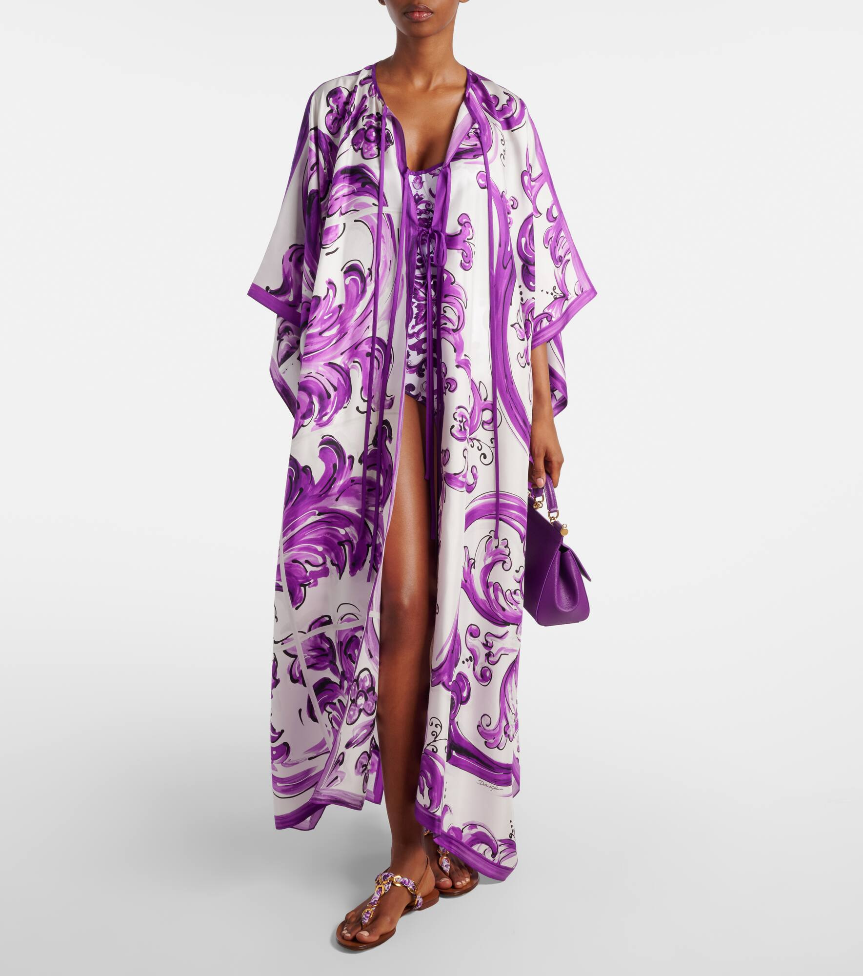 Majolica silk twill beach dress - 2