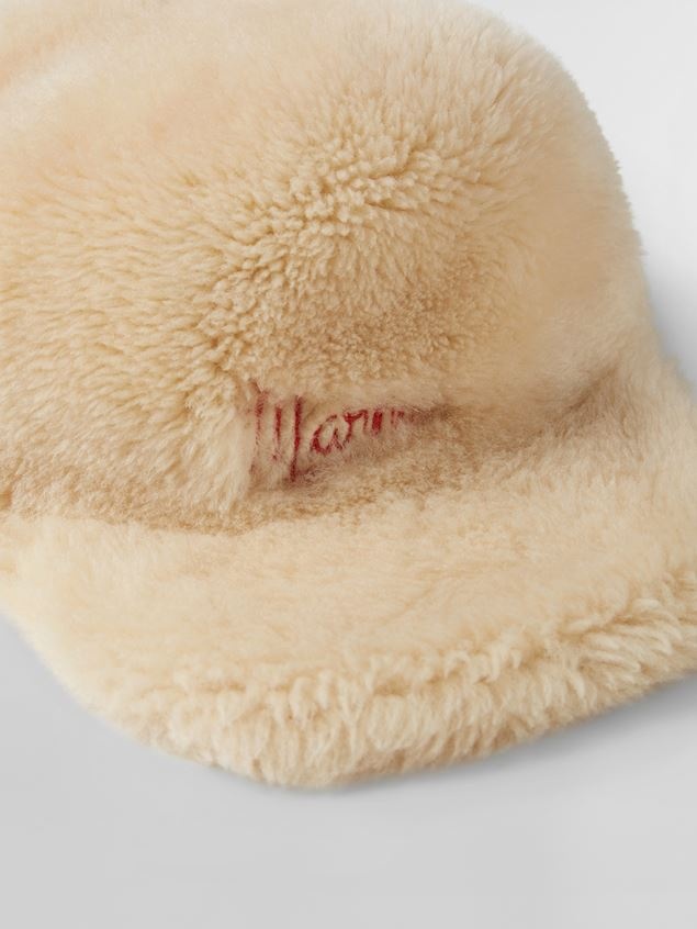 SHEARLING BEANIE WITH CONTRASTING EMBROIDERED MARNI LOGO - 4