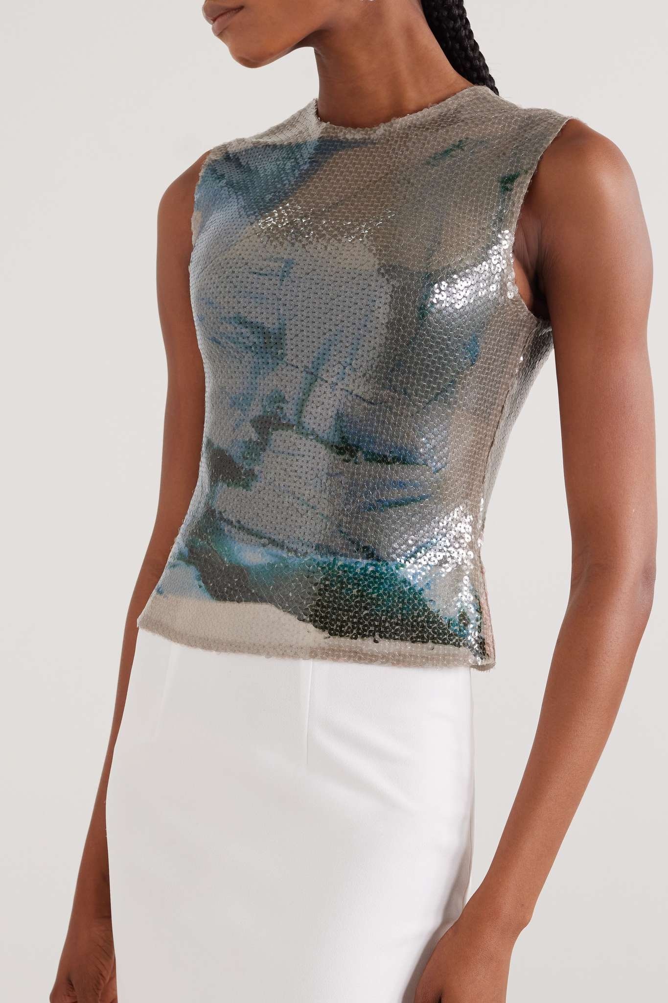 Nage printed sequined tulle top - 3