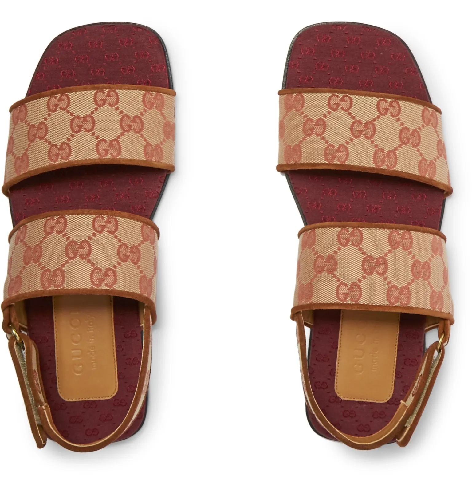 Suede-Trimmed Monogrammed Canvas Sandals - 7