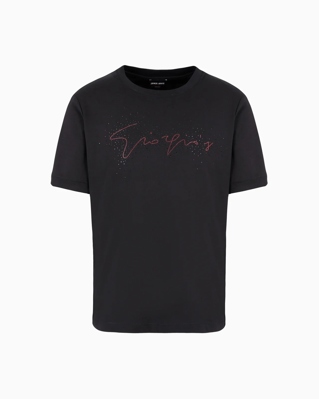 GIORGIO'S CREW-NECK COTTON-JERSEY T-SHIRT WITH CRYSTAL EMBROIDERY - 1