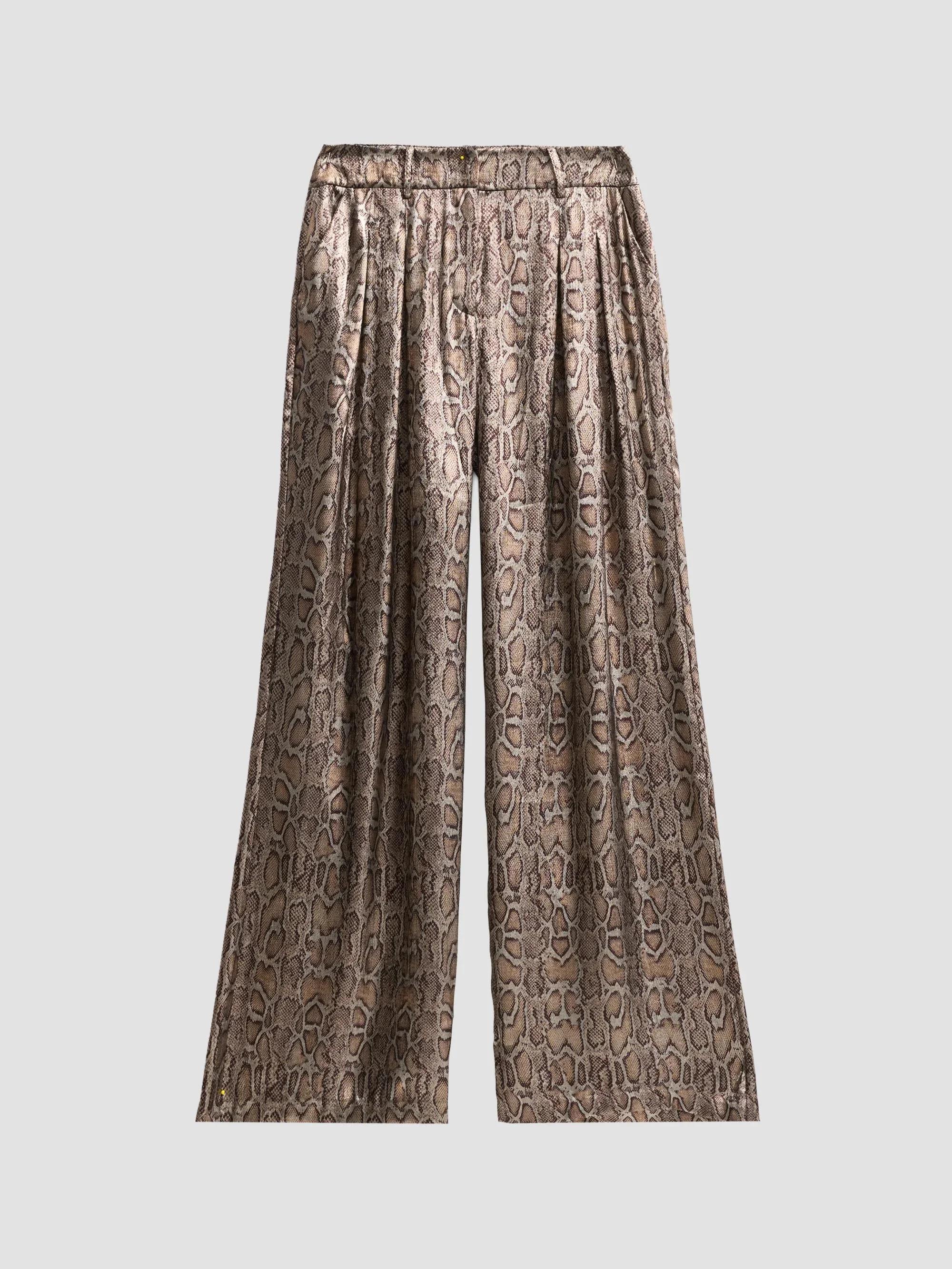 Women's Oscar Metallic Python-Print Wide-Leg Pants - Metallic Python - 1