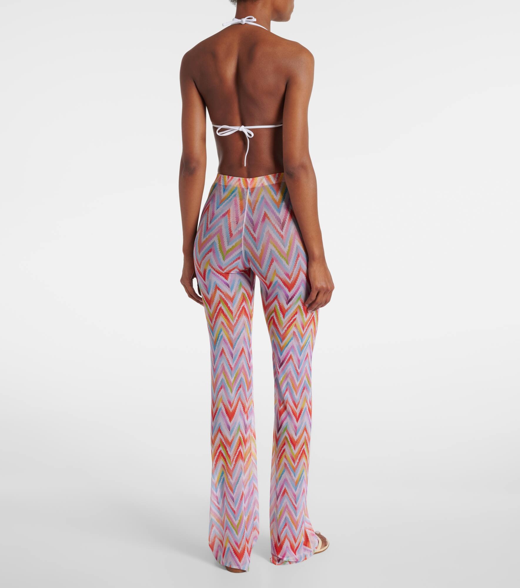 Zigzag printed tulle straight pants - 3