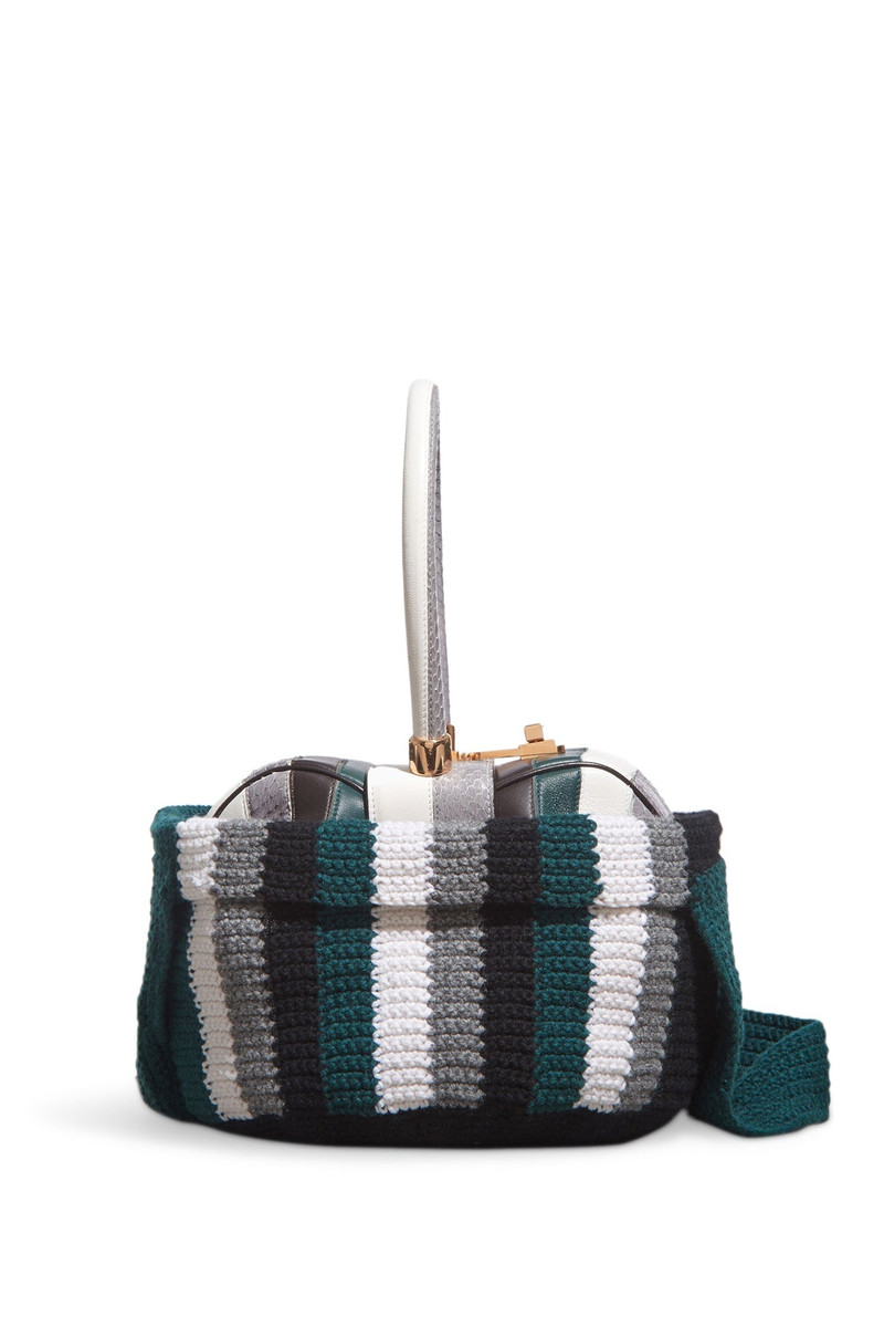 GABRIELA HEARST Crossover Knit Bag in Green, Ivory & Grey Cashmere outlook