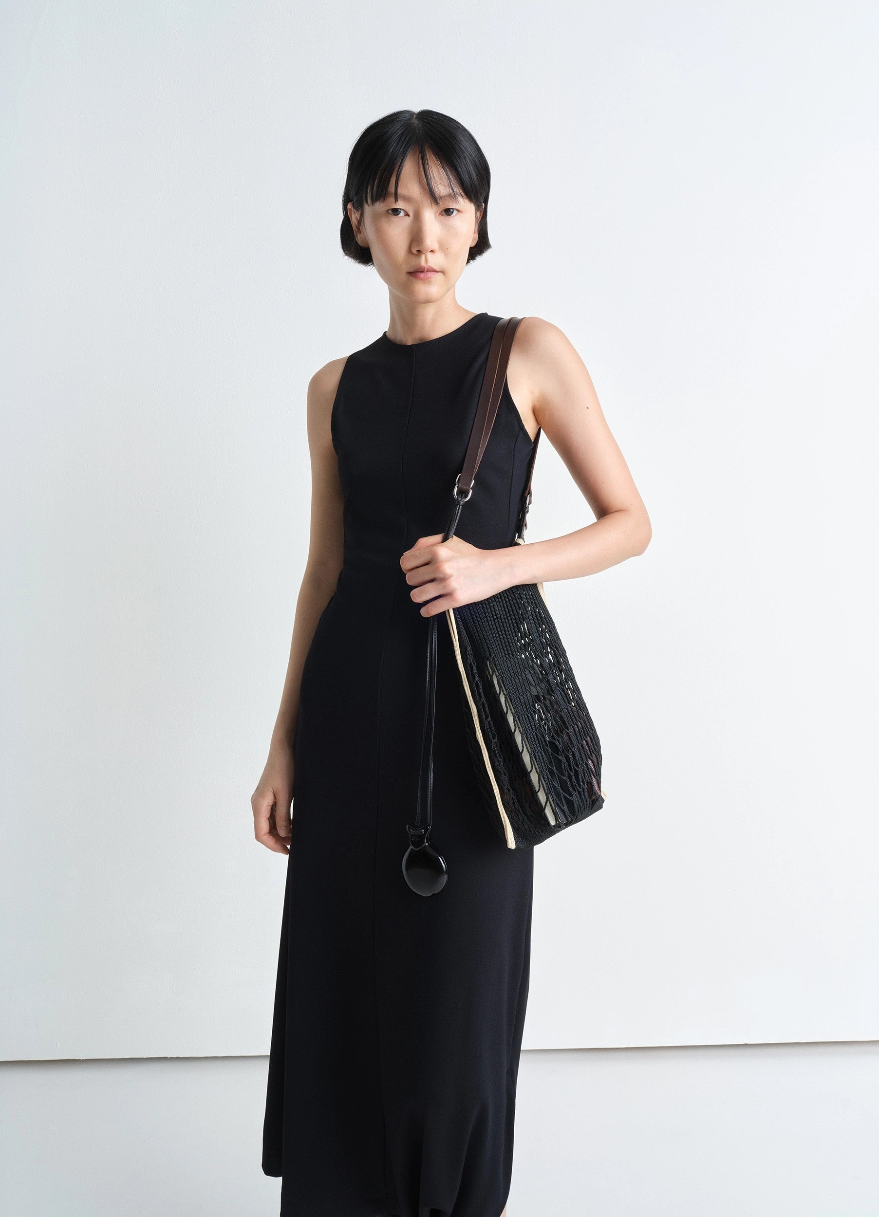 Lemaire ★ Medium Nylon Filt Net Shopping Bag Medium FILT Net Shopping Bag in Black | LEMAIRE