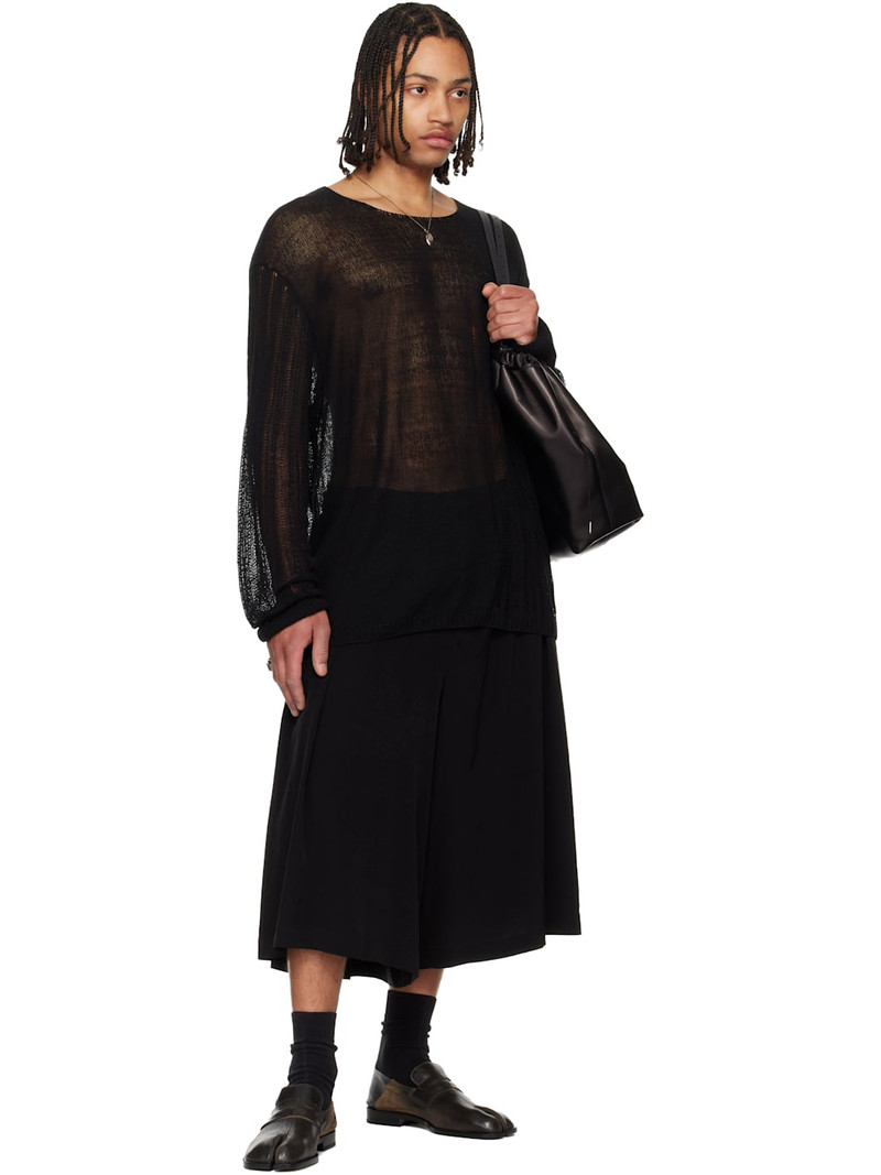 Yohji Yamamoto Black Round Neck Pullover Sweater outlook
