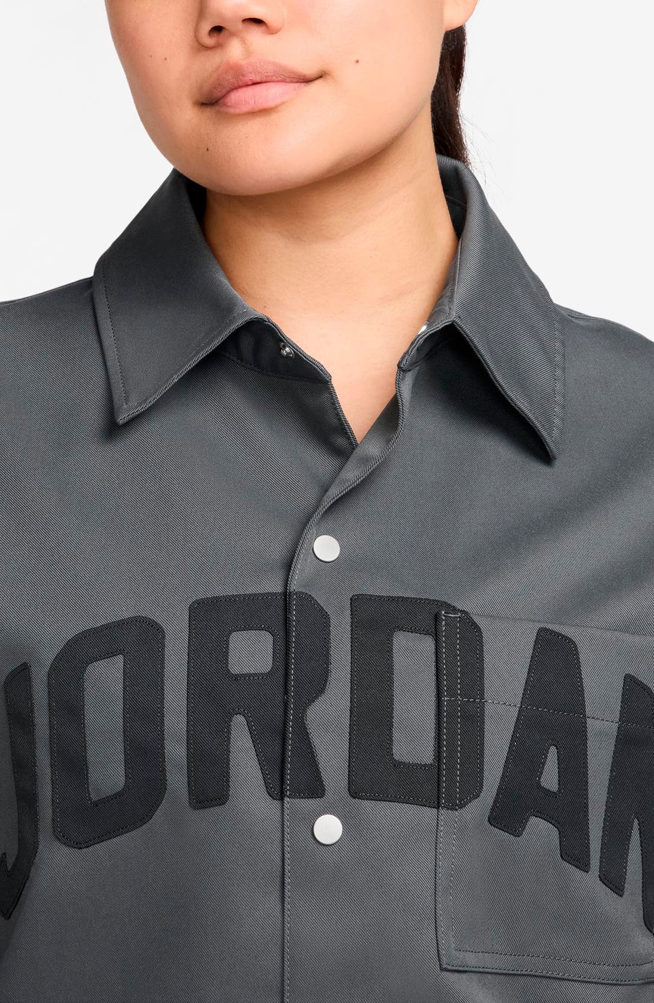 Jordan Flight Short Sleeve Snap-Up Shirt in Iron Grey/Dark Smoke Grey at Nordstrom - 3