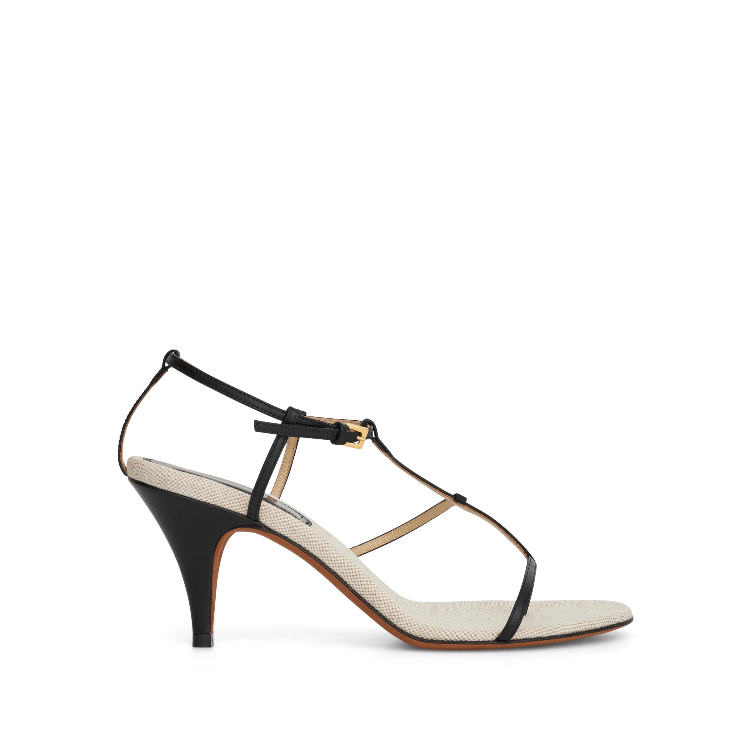 Jones T-Strap Heel Sandals in Black/Natural - 1