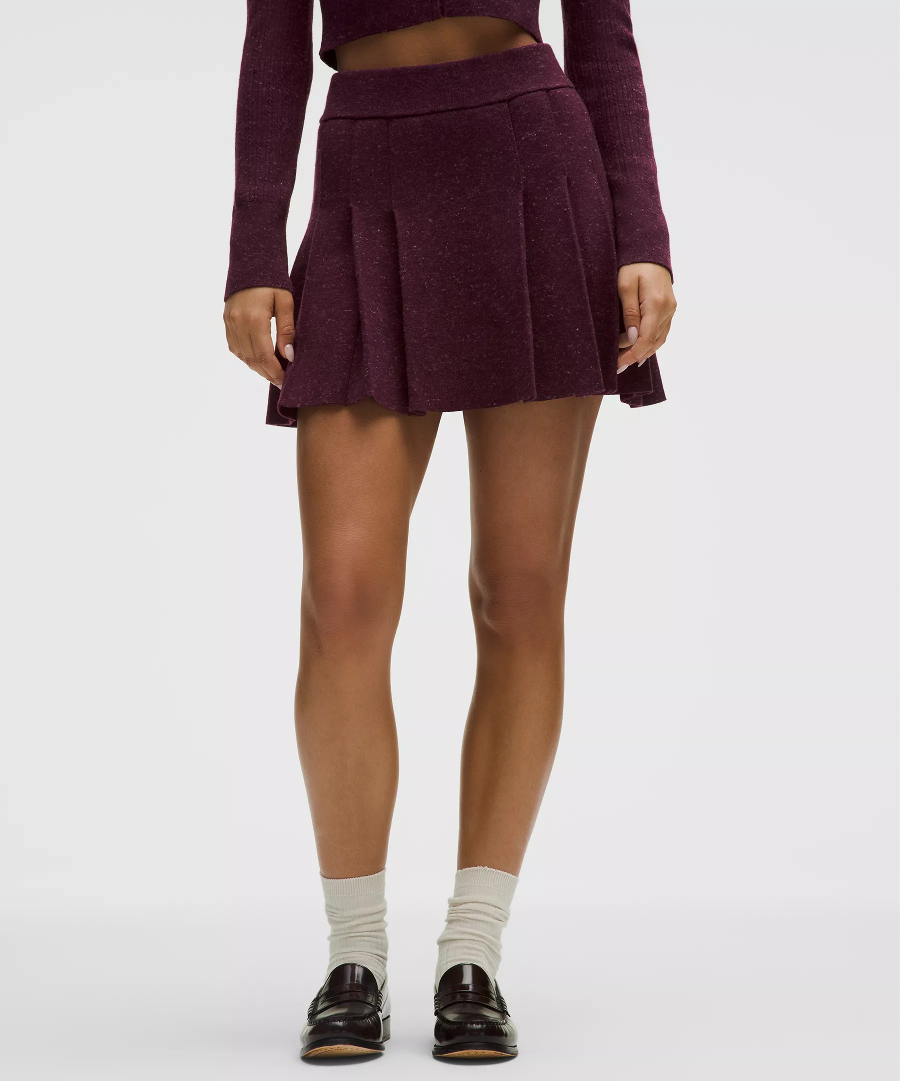 Ribbed Merino Wool Mid-Rise Pleated Skirt - 2