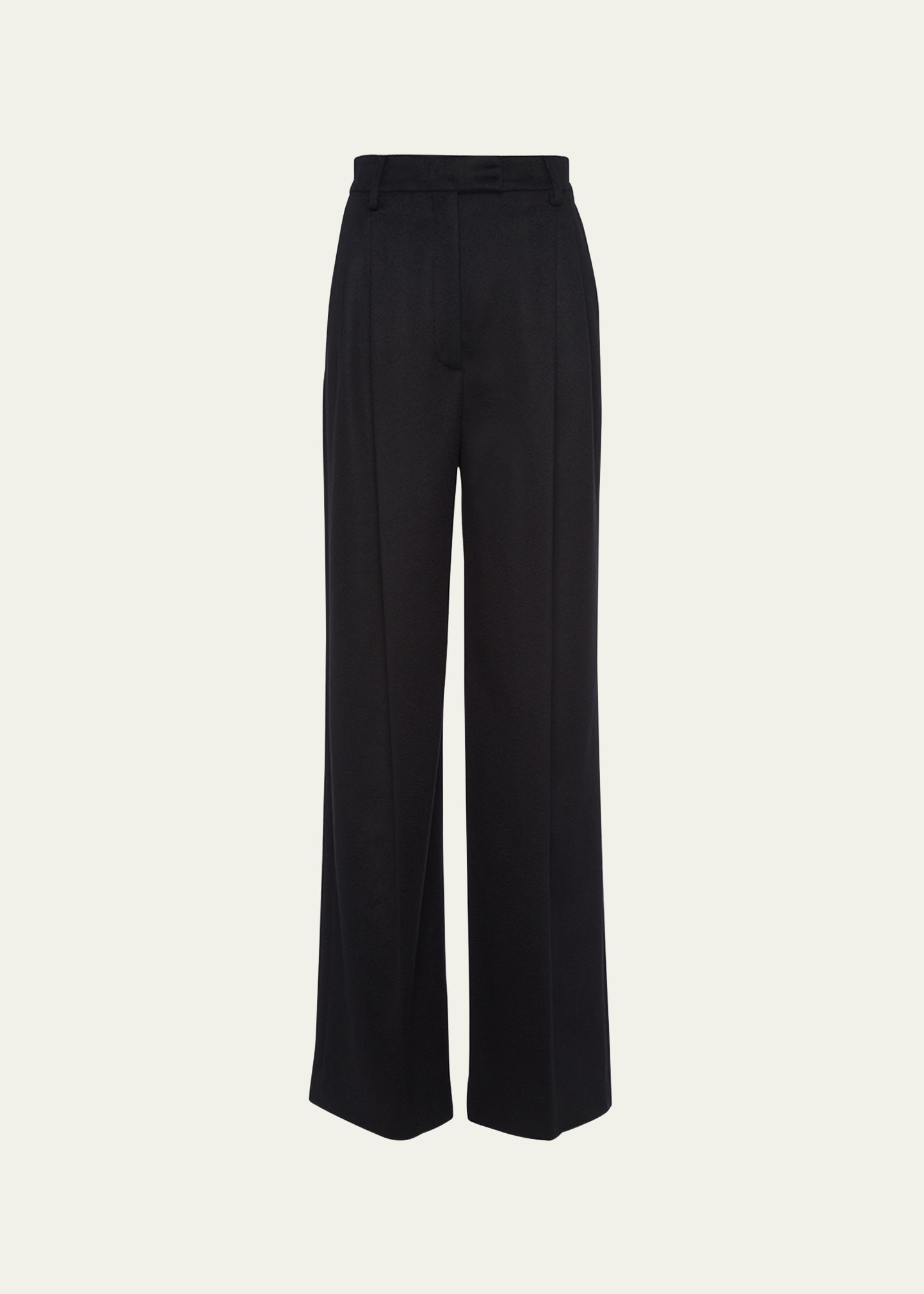 Feather-Cuff Cashmere Pants - 1