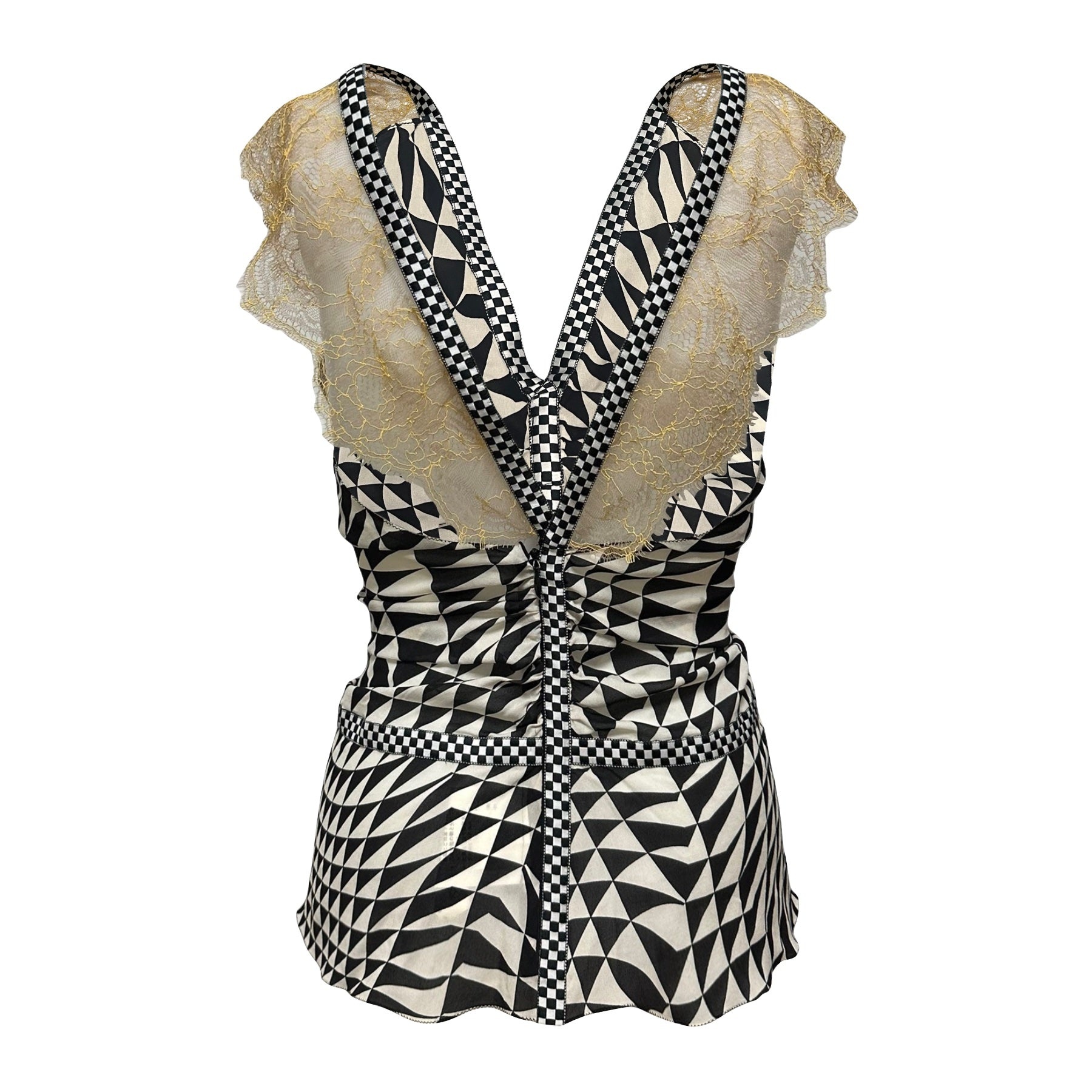 DOLCE&GABBANA Fall Winter 2003 Psychedelic Print Lace Trim Tank Top - 2