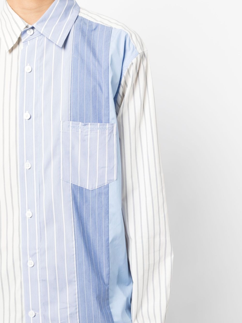 striped panelled shirt - 5